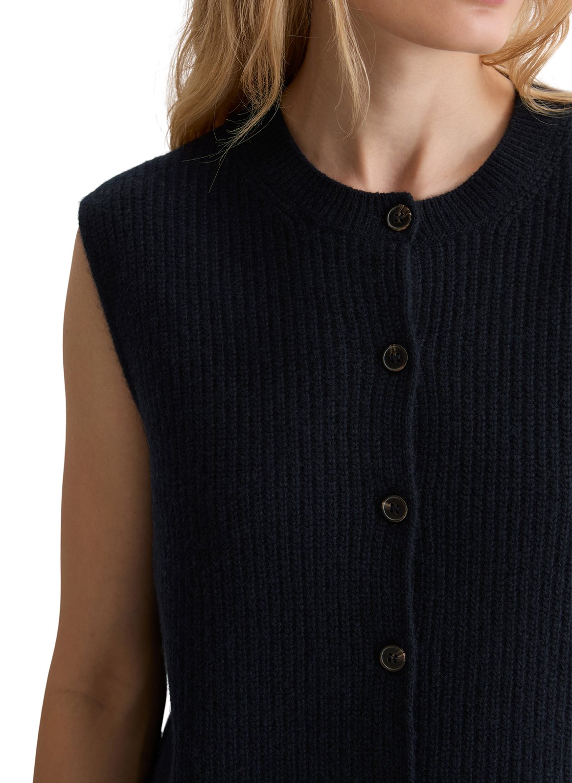 Round-neck mixed-knit cardigan MARC O'POLO Blue