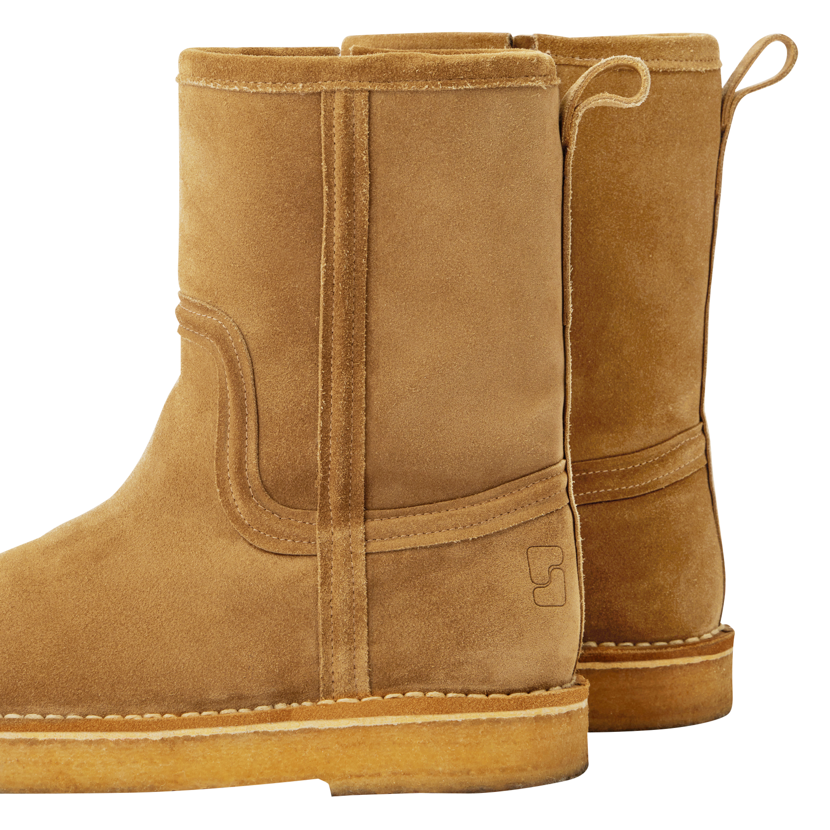 Bottes fourrées en cuir velours SOEUR Beige