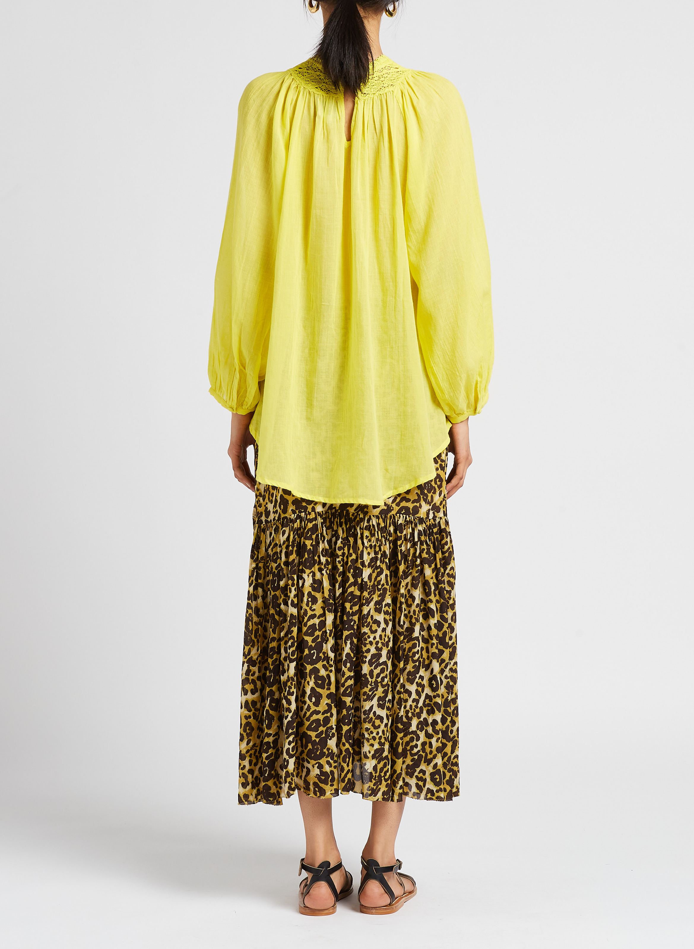 Langer, ausgestellter Rock mit Print SWILDENS Weiss