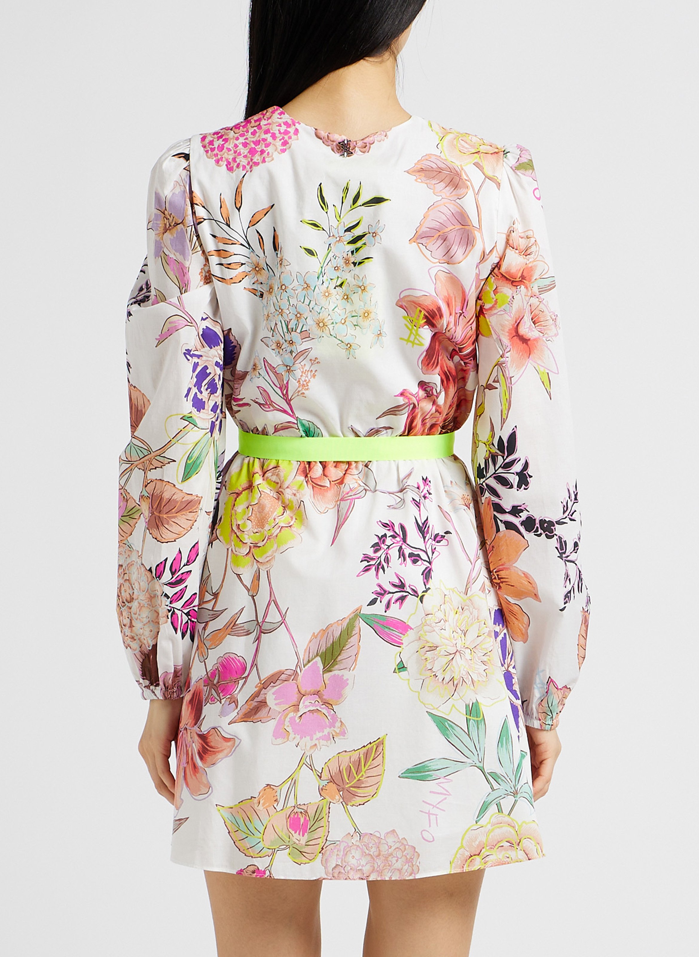 Short printed cotton V-neck dress TWINSET Multicolored