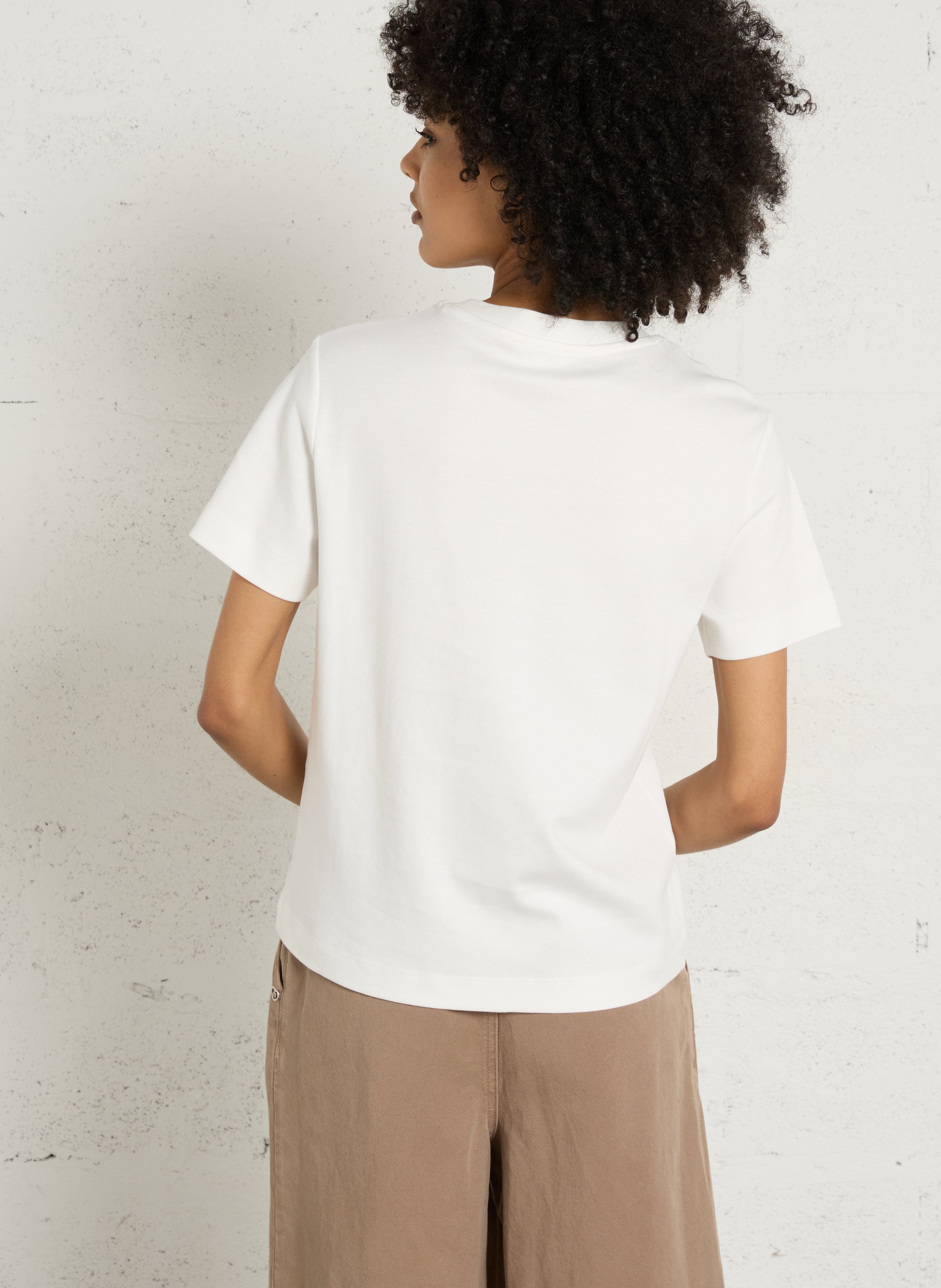tee-shirt droit col rond en coton MAISON 123 Blanc