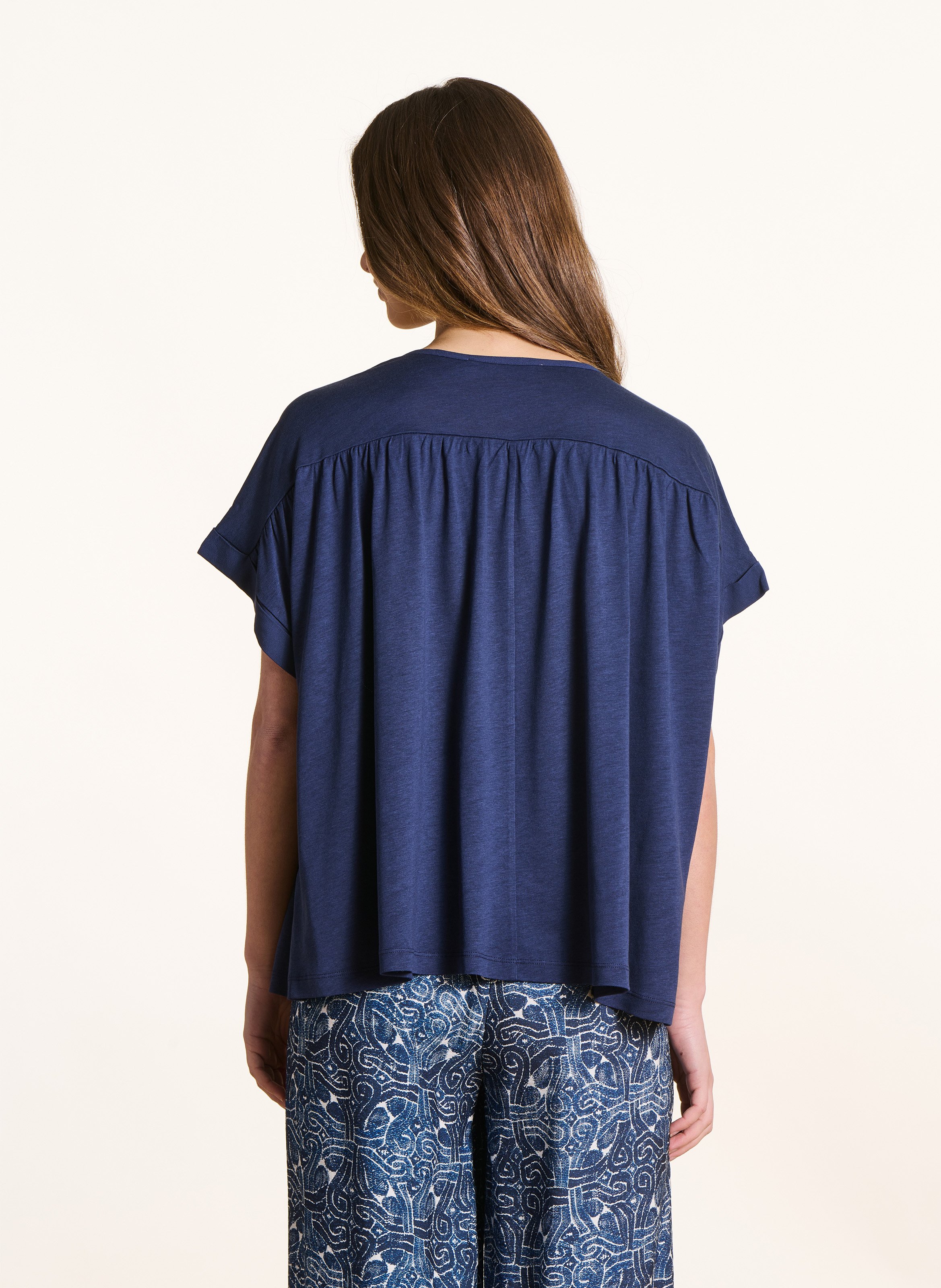 Oversized T-shirt met V-hals | Blauw LA FEE MARABOUTEE Dames