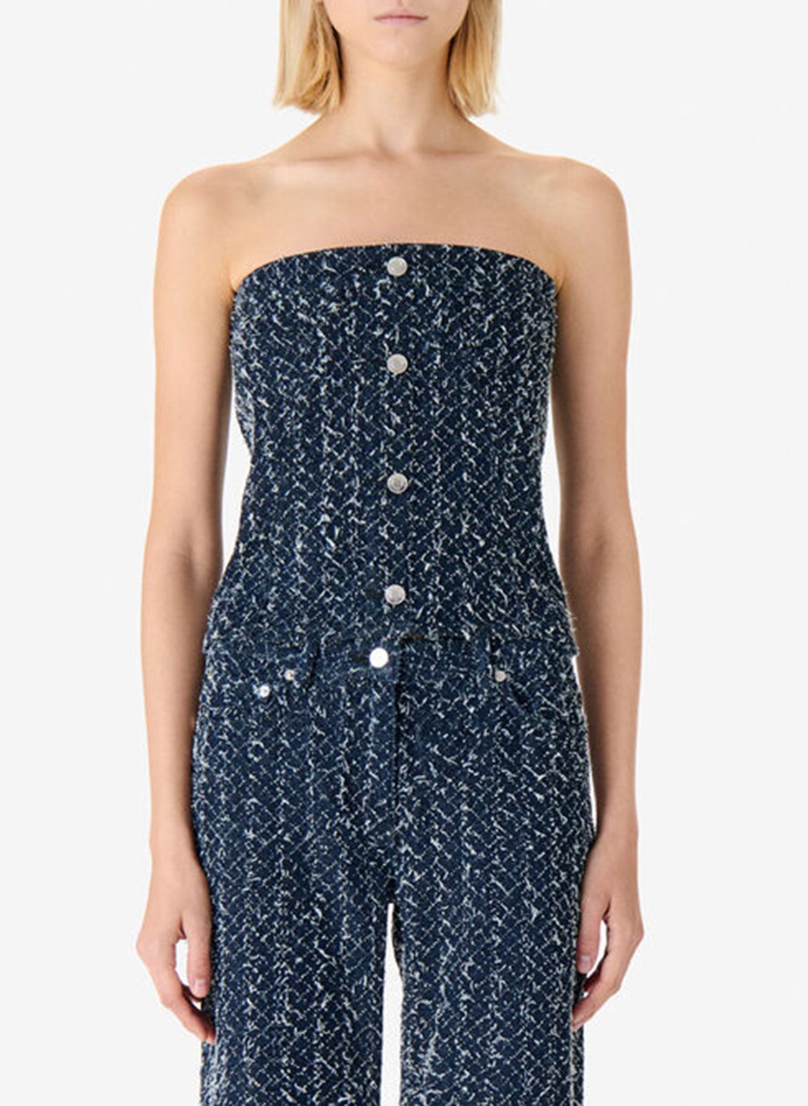 Bustier court boutonné en tweed IRO Bleu