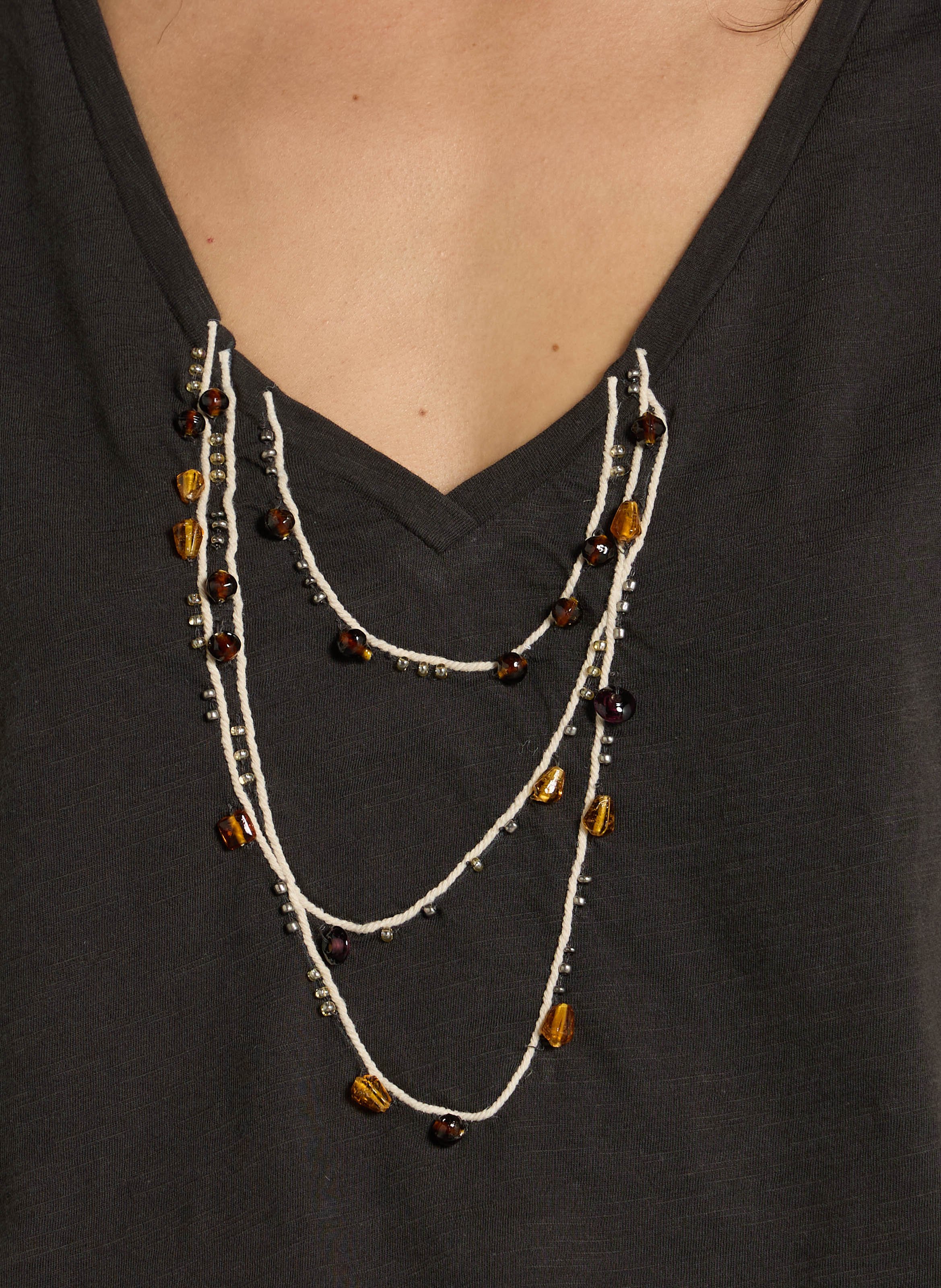 Tee-shirt col V en coton bio LEON & HARPER Gris