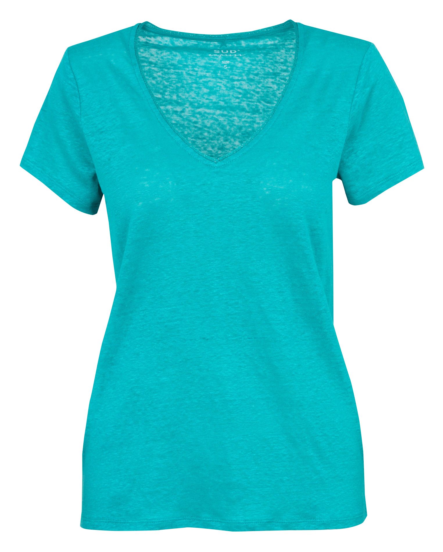 Fine linen V-neck sweater TIGROW Turquoise