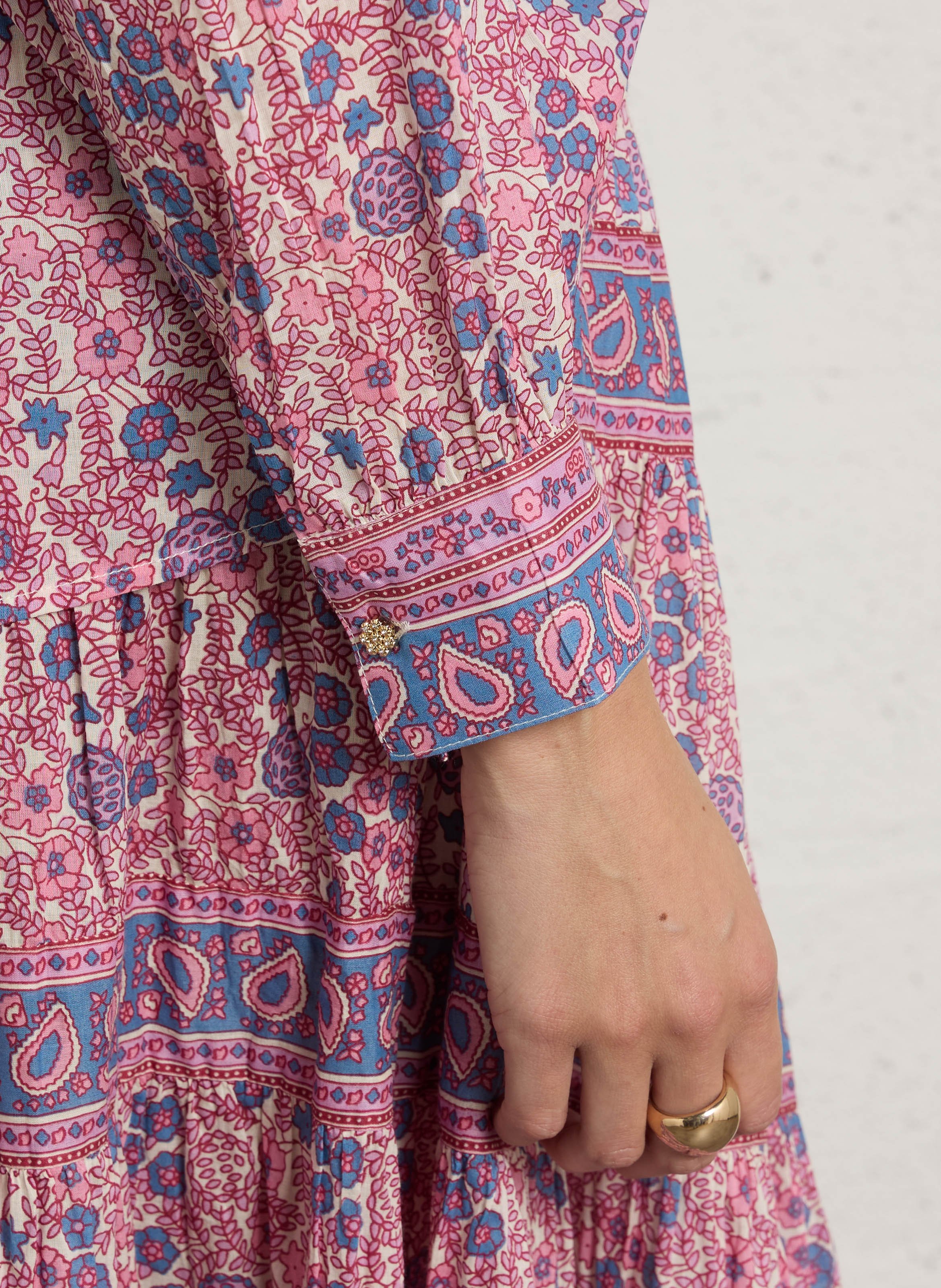 Chemise oversize col rond en coton imprimé PETITE MENDIGOTE Beige