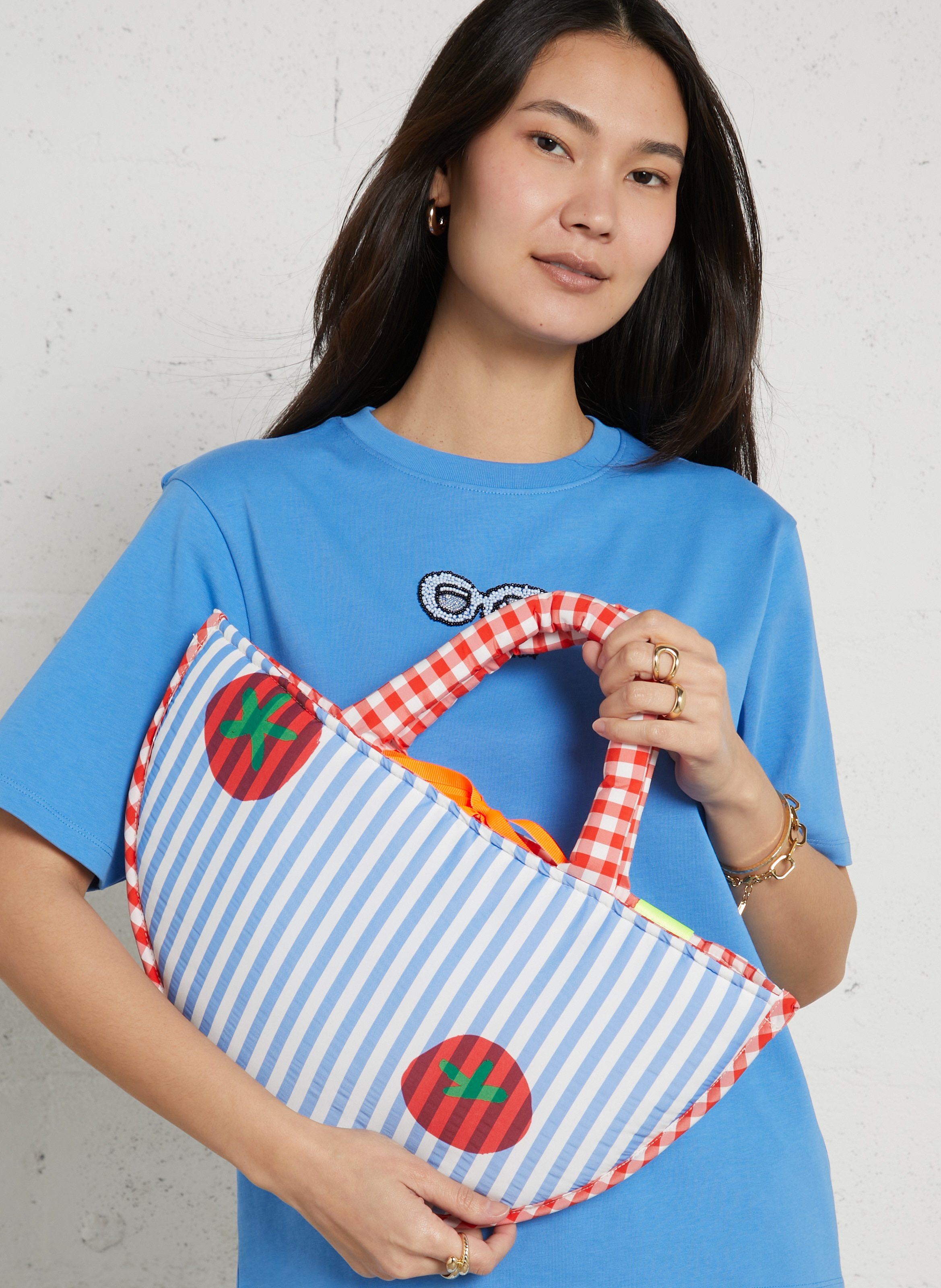 Handbag with patterns DR BLOOM Blue