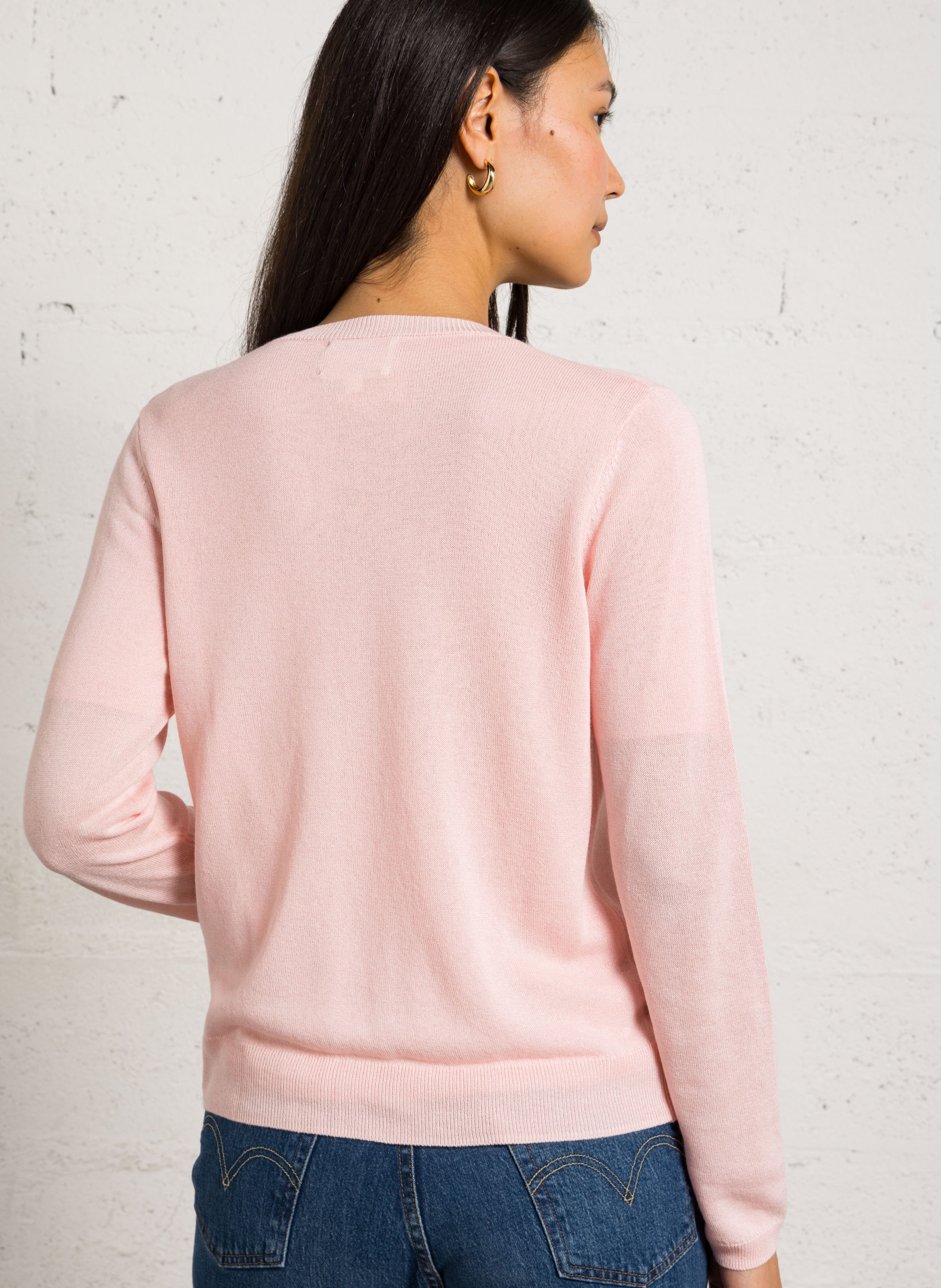 Recht, gebreid vest met ronde hals | materiaalblend MAISON 123 Roze