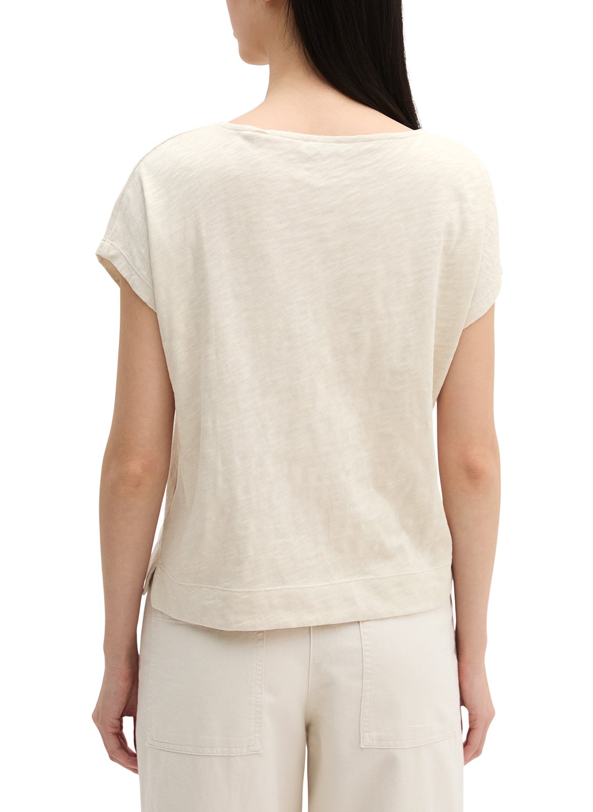 T-shirt met boothals in effen katoen. MARC O'POLO Beige