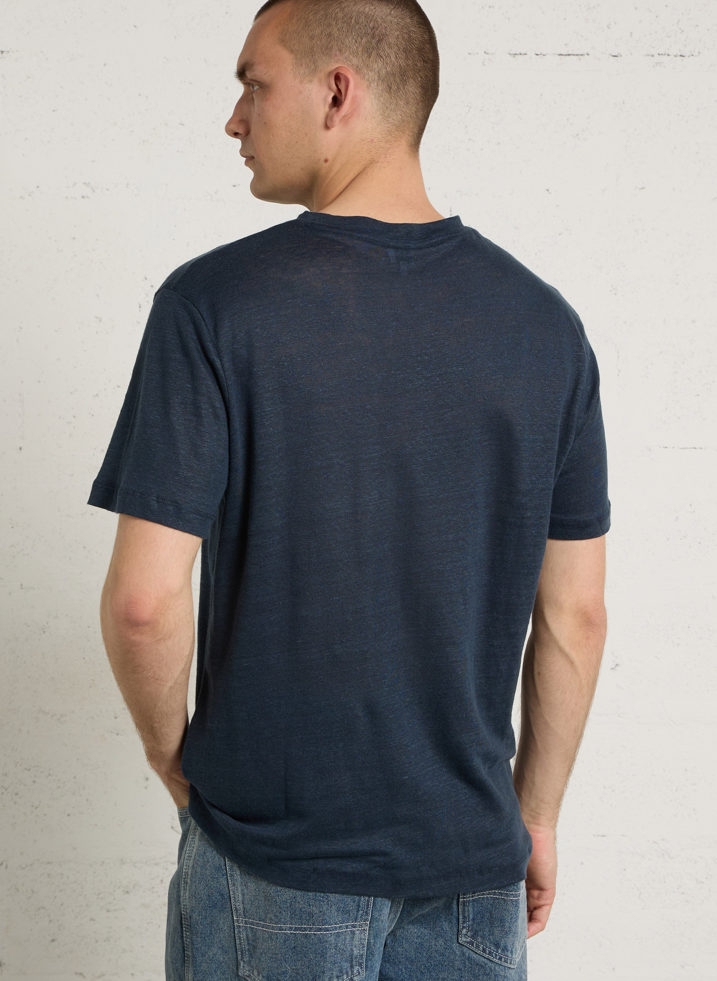 Oversized linen t-shirt AU PRINTEMPS PARIS Blue