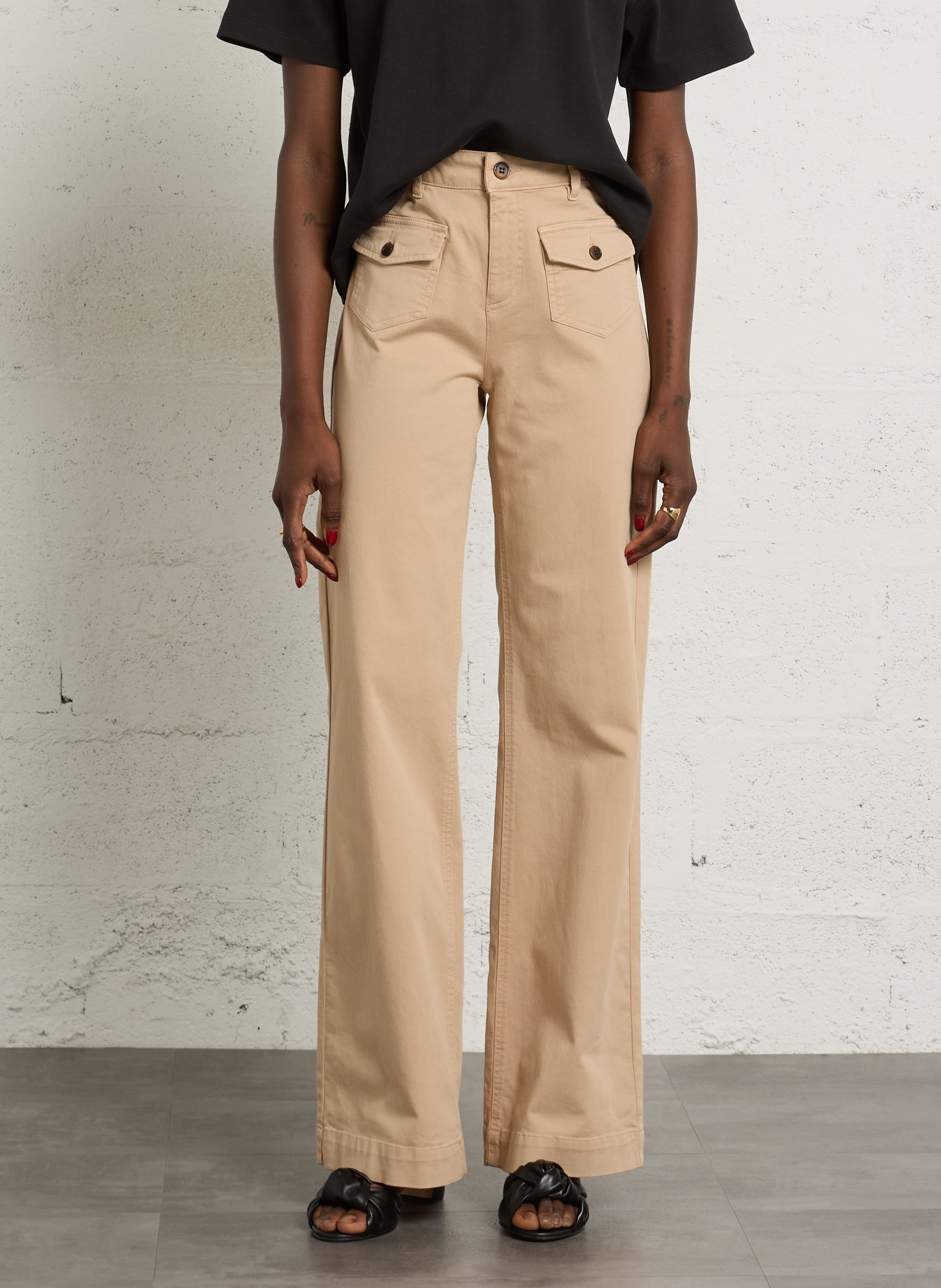 Jean large en coton MAISON 123 Beige