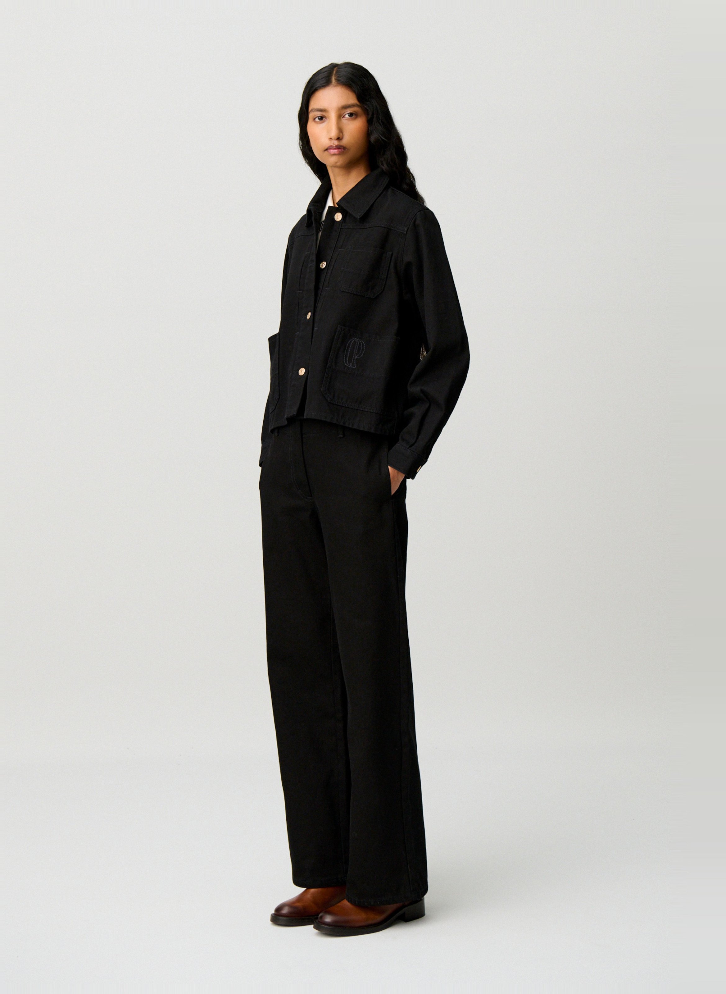 Oversized katoenen jasje CLAUDIE PIERLOT Zwart