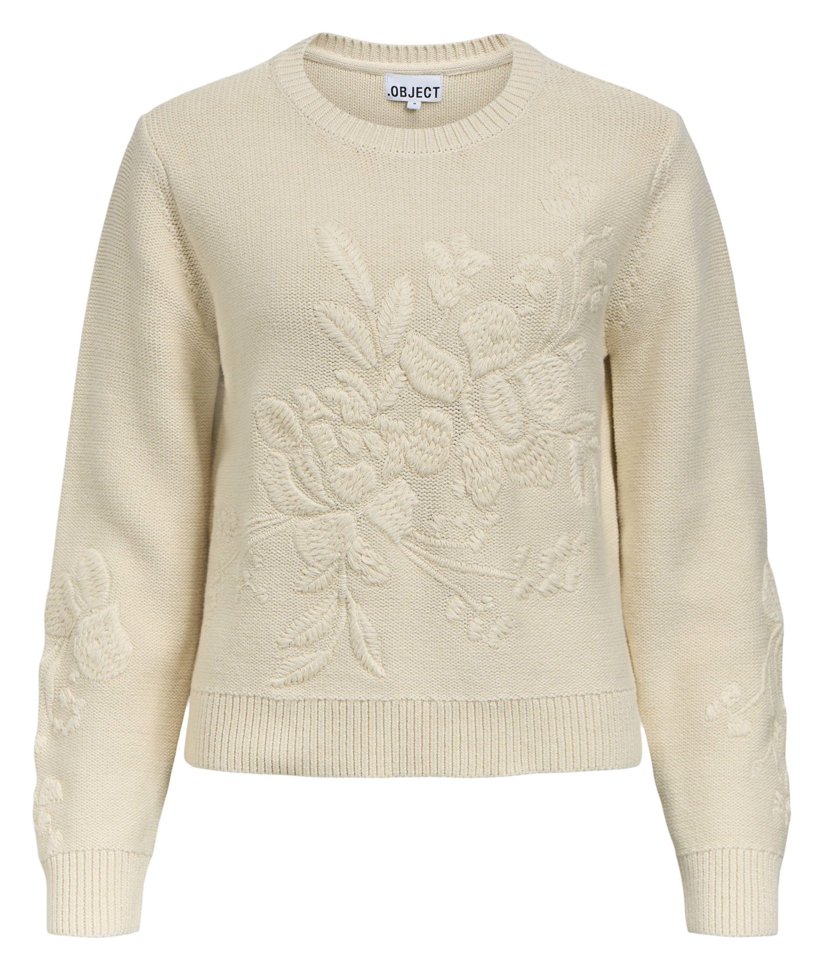 Pull droit en coton bio mélangé OBJECT Beige