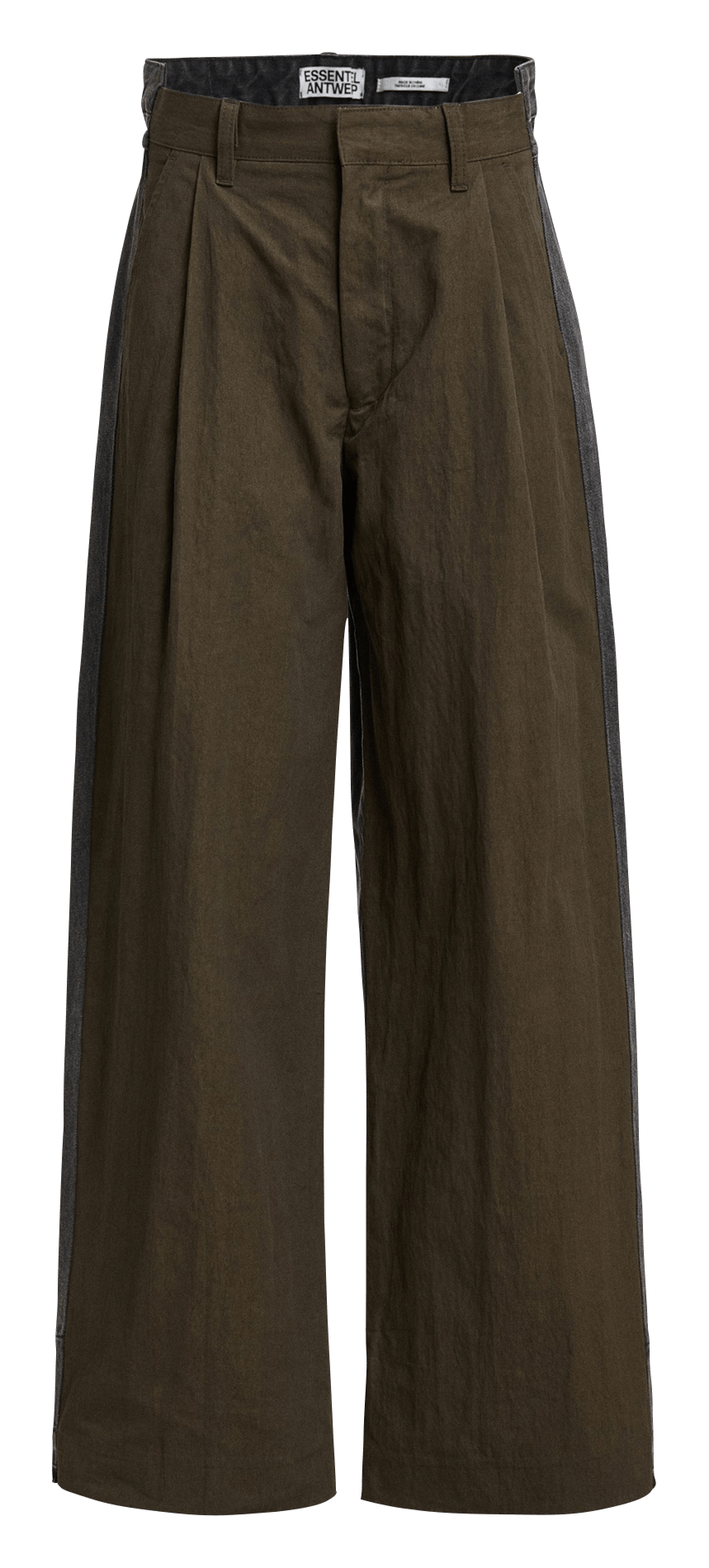 Weites Hose aus Baumwollmischung in Bimaterial ESSENTIEL ANTWERP Grun