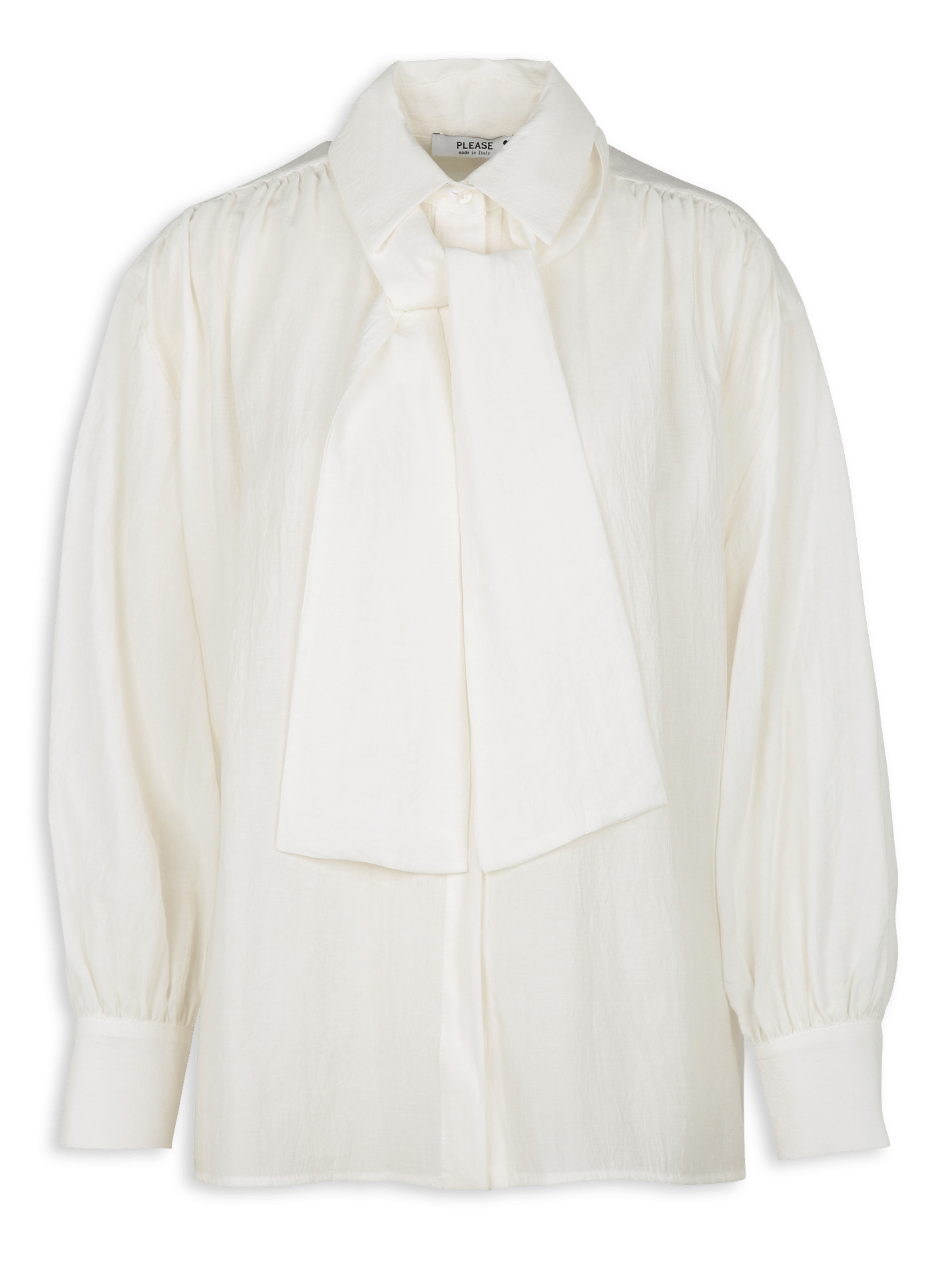 Loose solid color button-up shirt PLEASE White