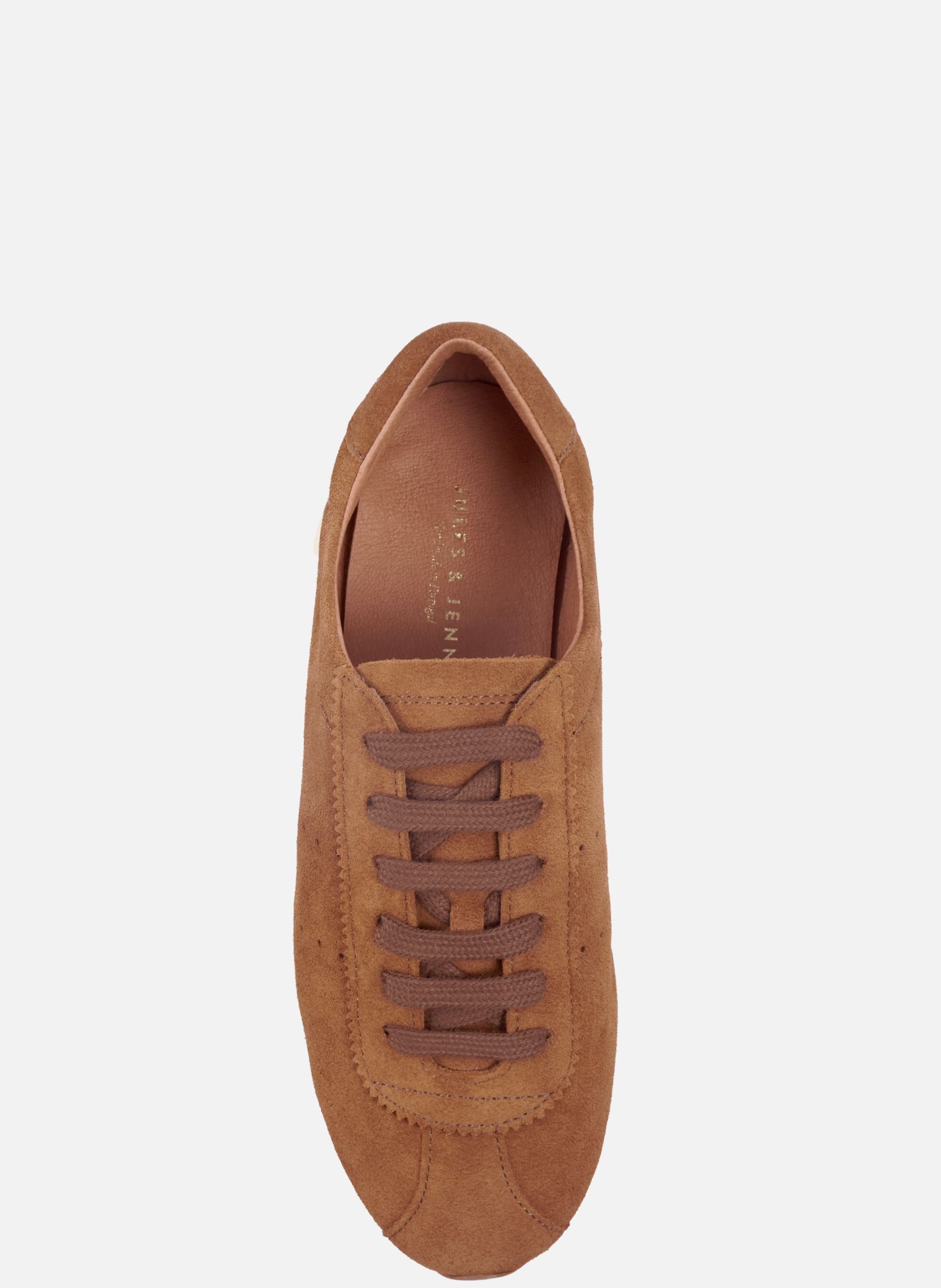 Sofia suede leather flat sneakers JULES & JENN Brown