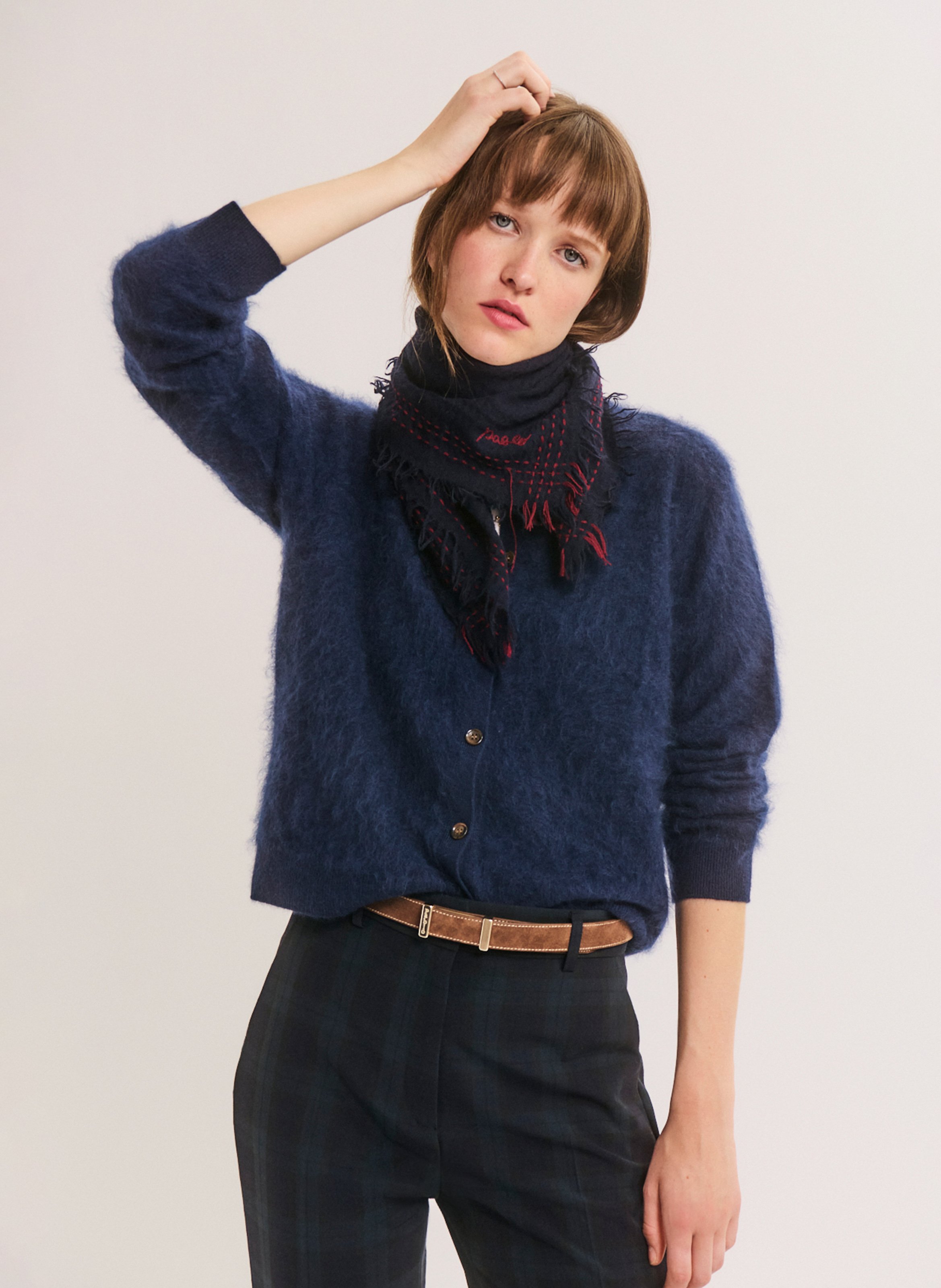 Rechte wollen cardigan PABLO Blauw