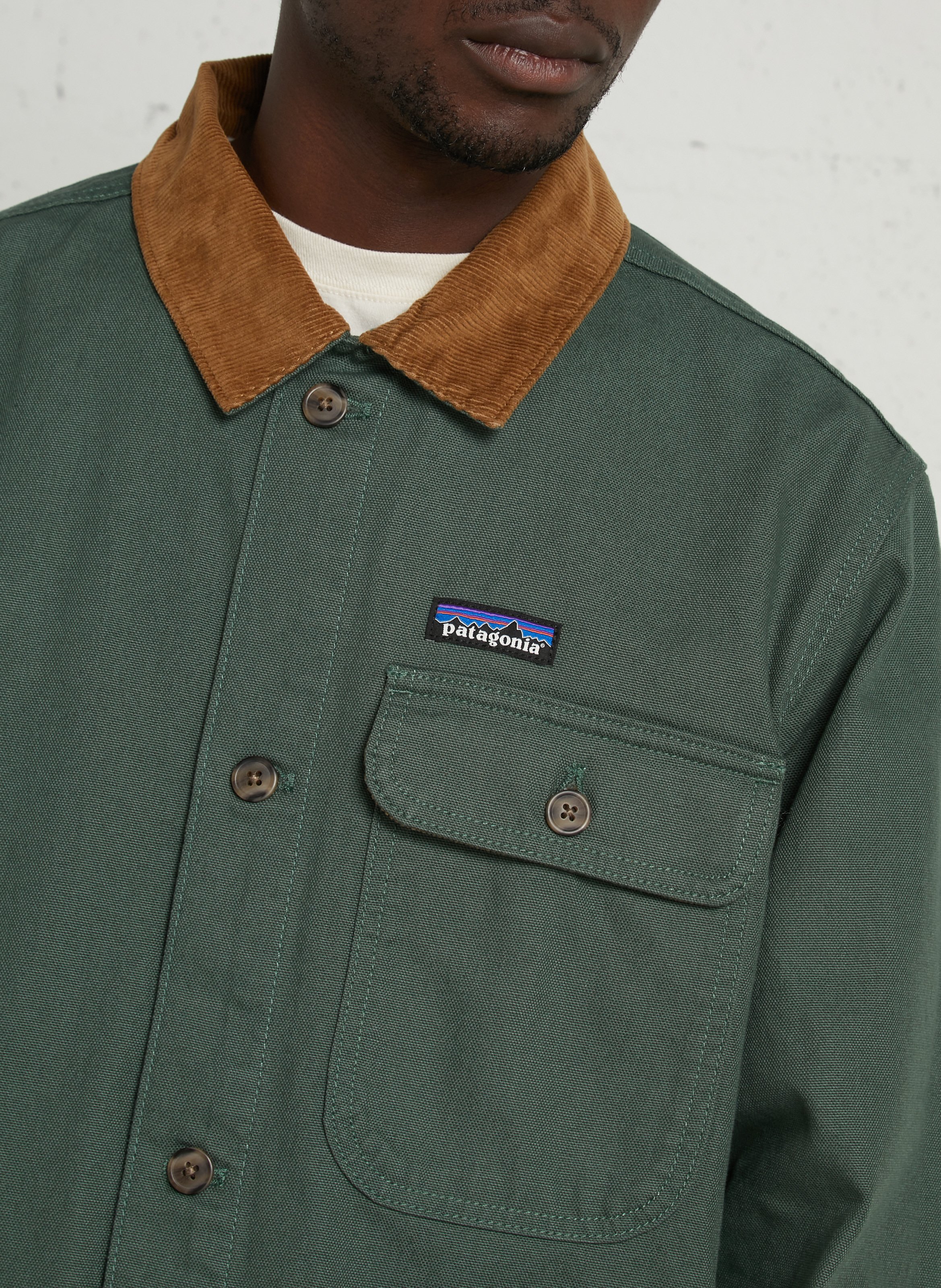 Veste droite col classique en coton bio PATAGONIA Vert