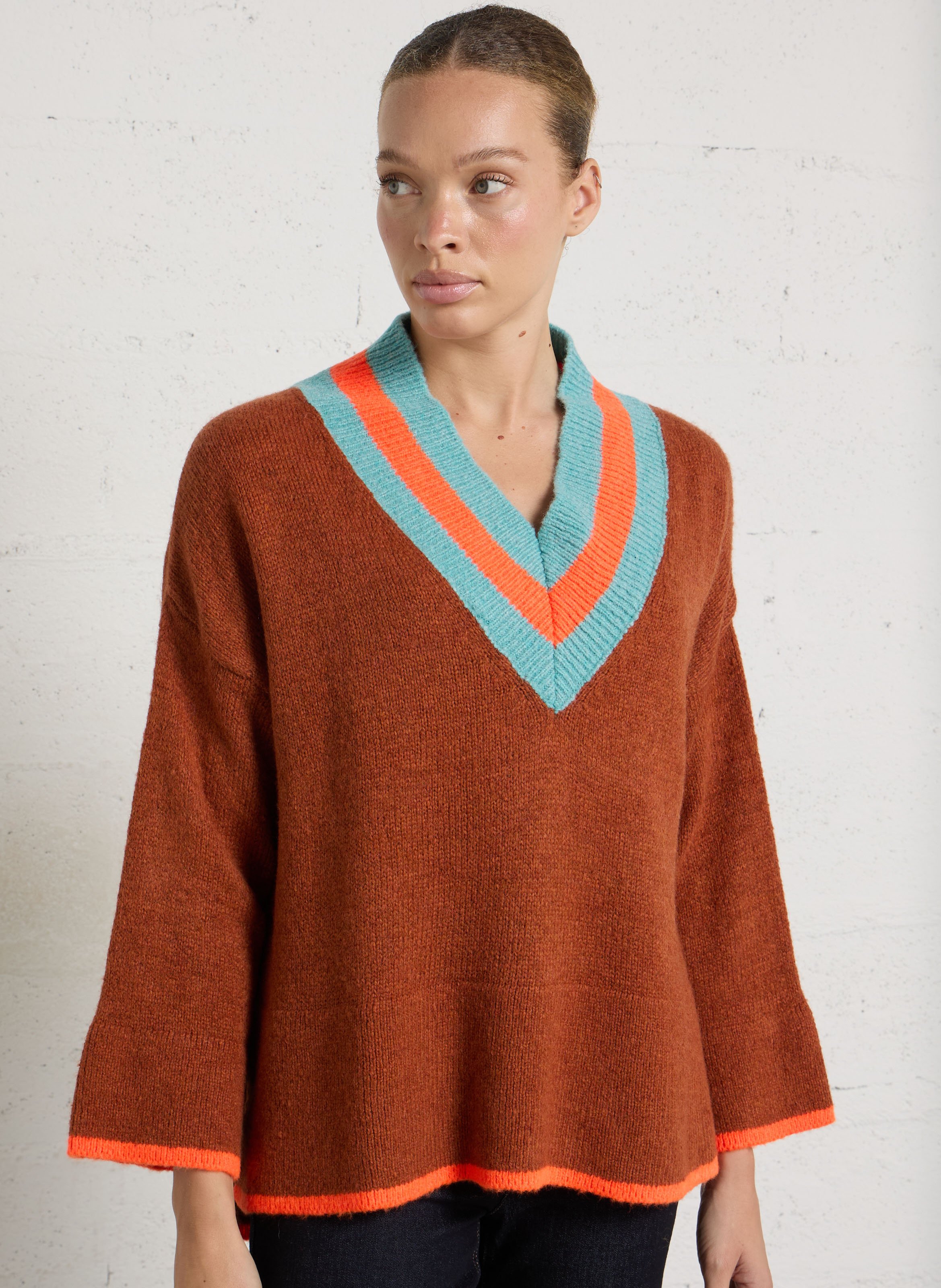 Pull oversize col V DR BLOOM