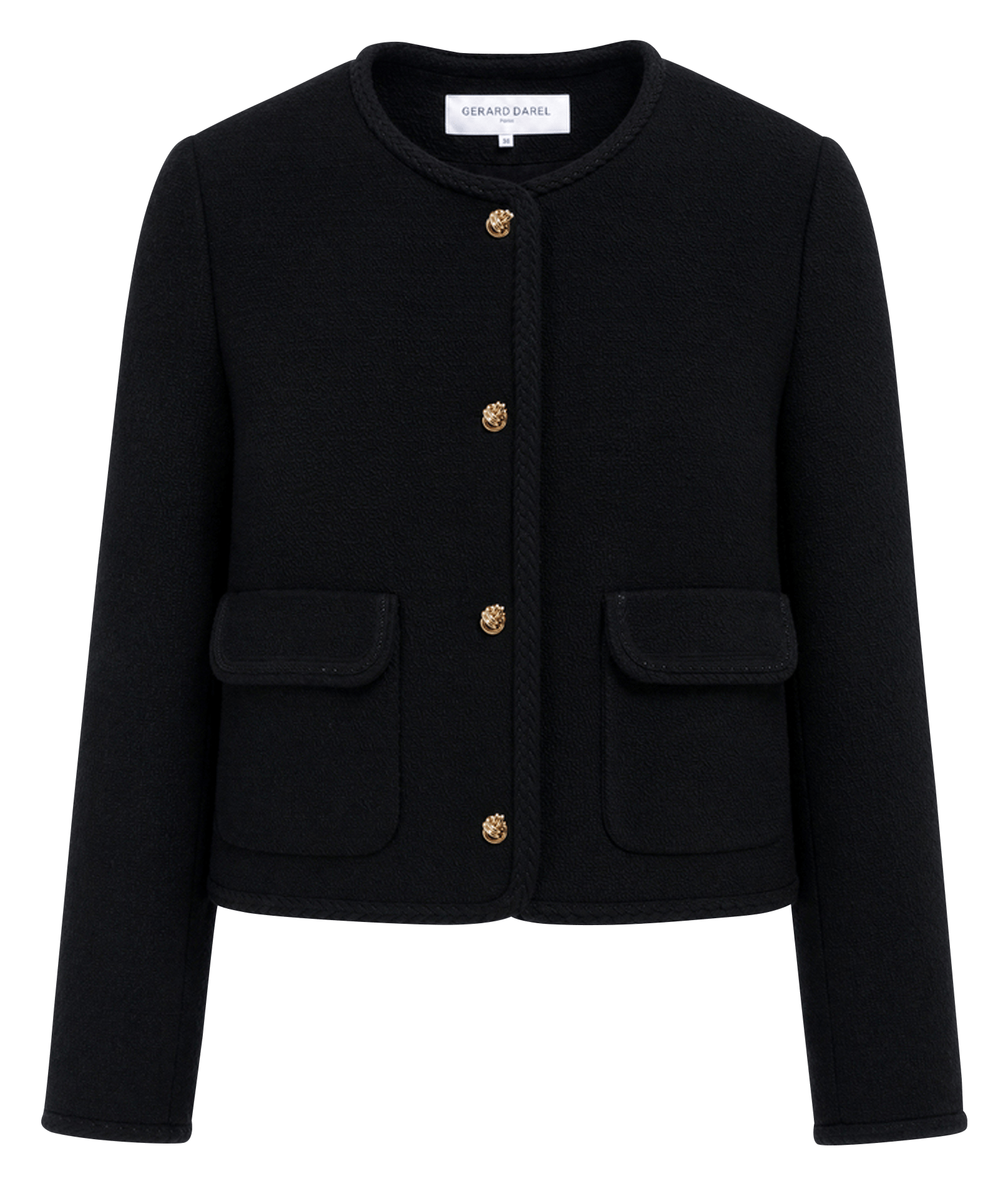 Straight tweed round neck jacket GERARD DAREL Black