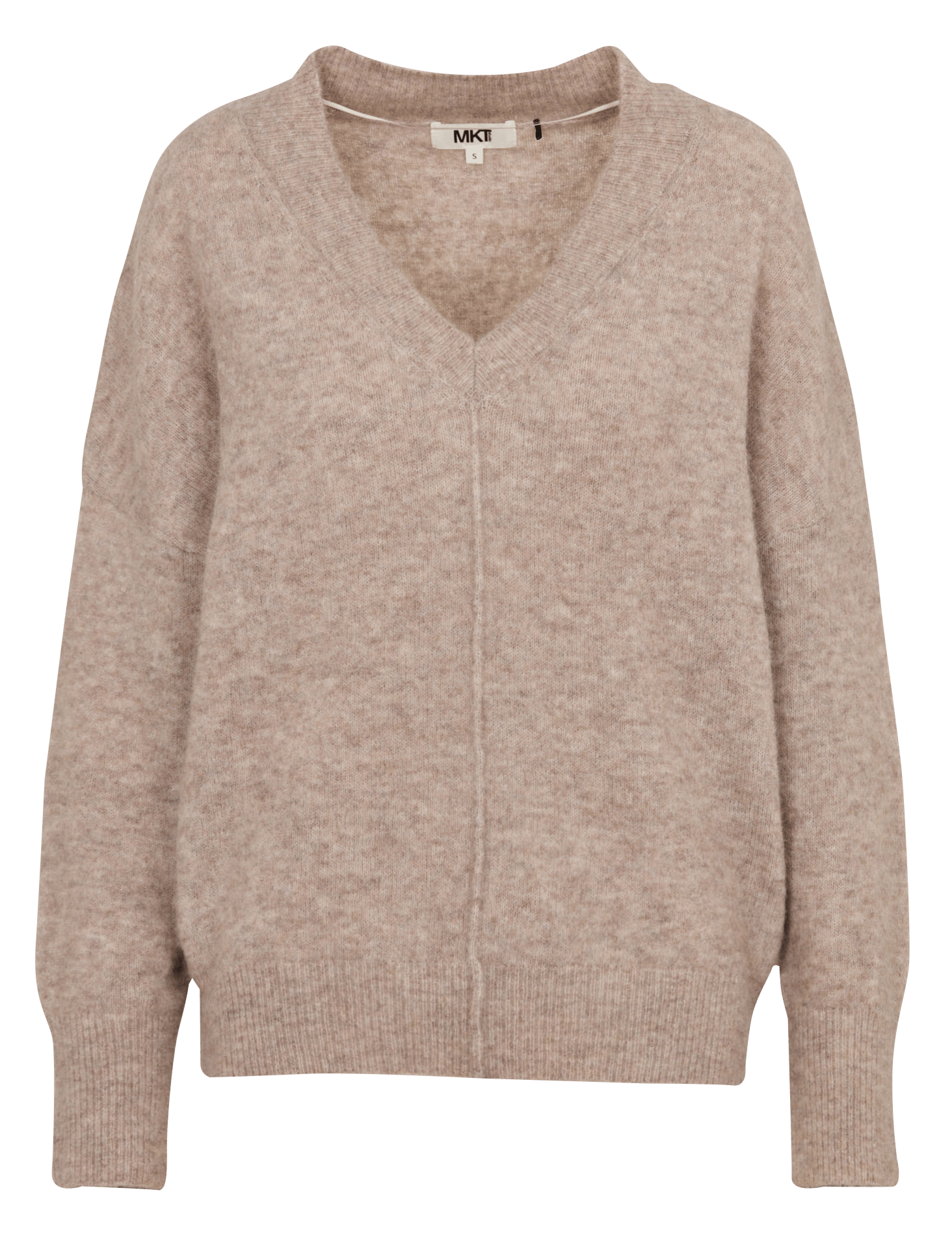 Pull ample col v en laine mélangée MKT Marron