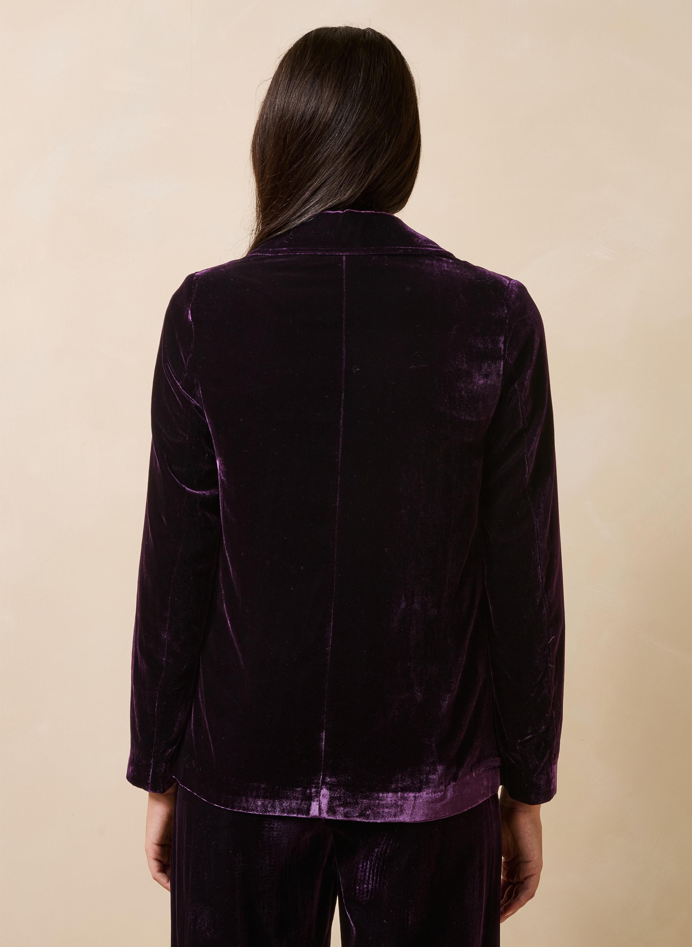 Fitted velvet jacket with tailored collar LA FEE MARABOUTEE Purple