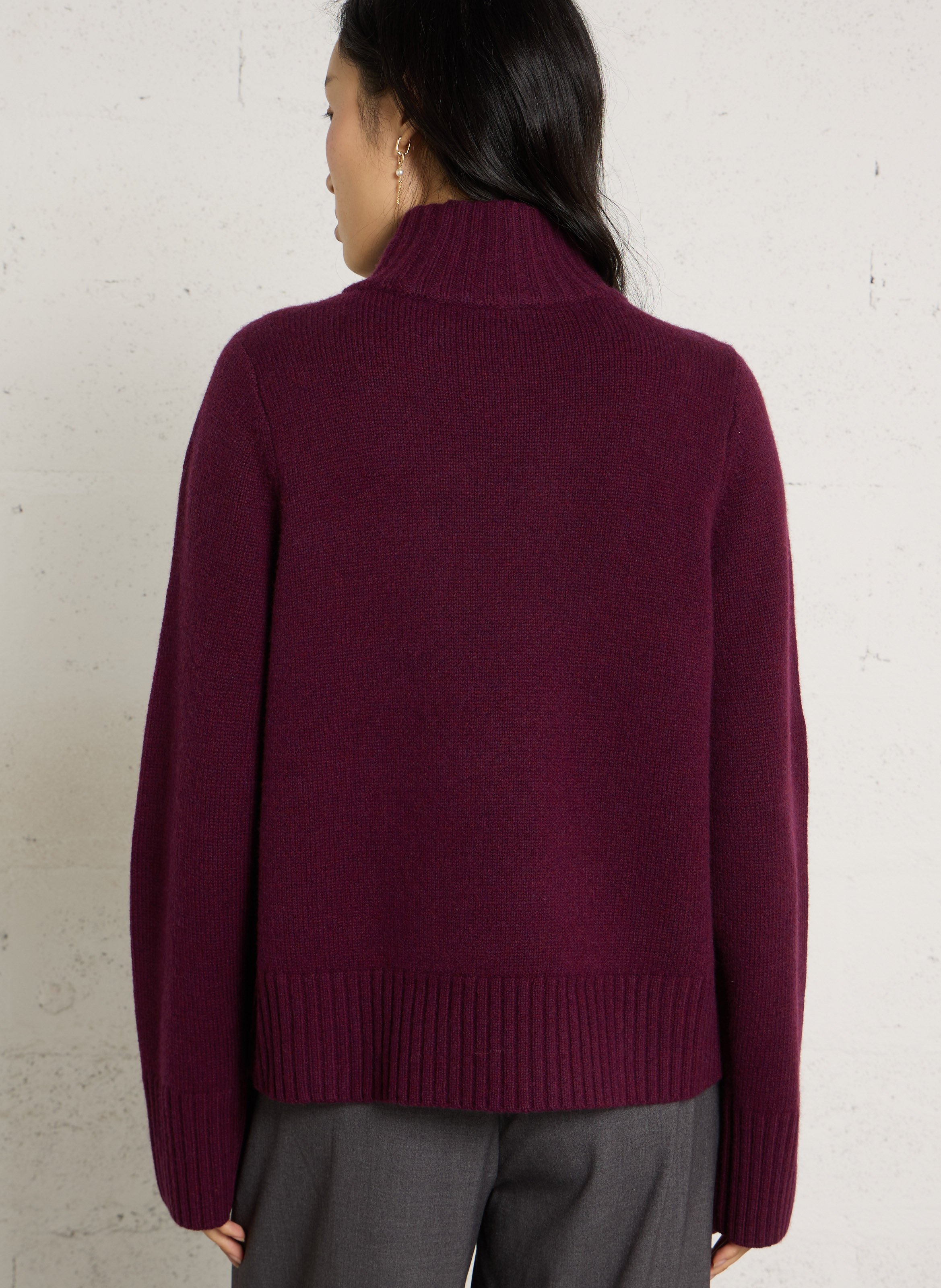 Pullover mit Schalkragen aus grob gestrickter Merinowolle PETITE MENDIGOTE Violett