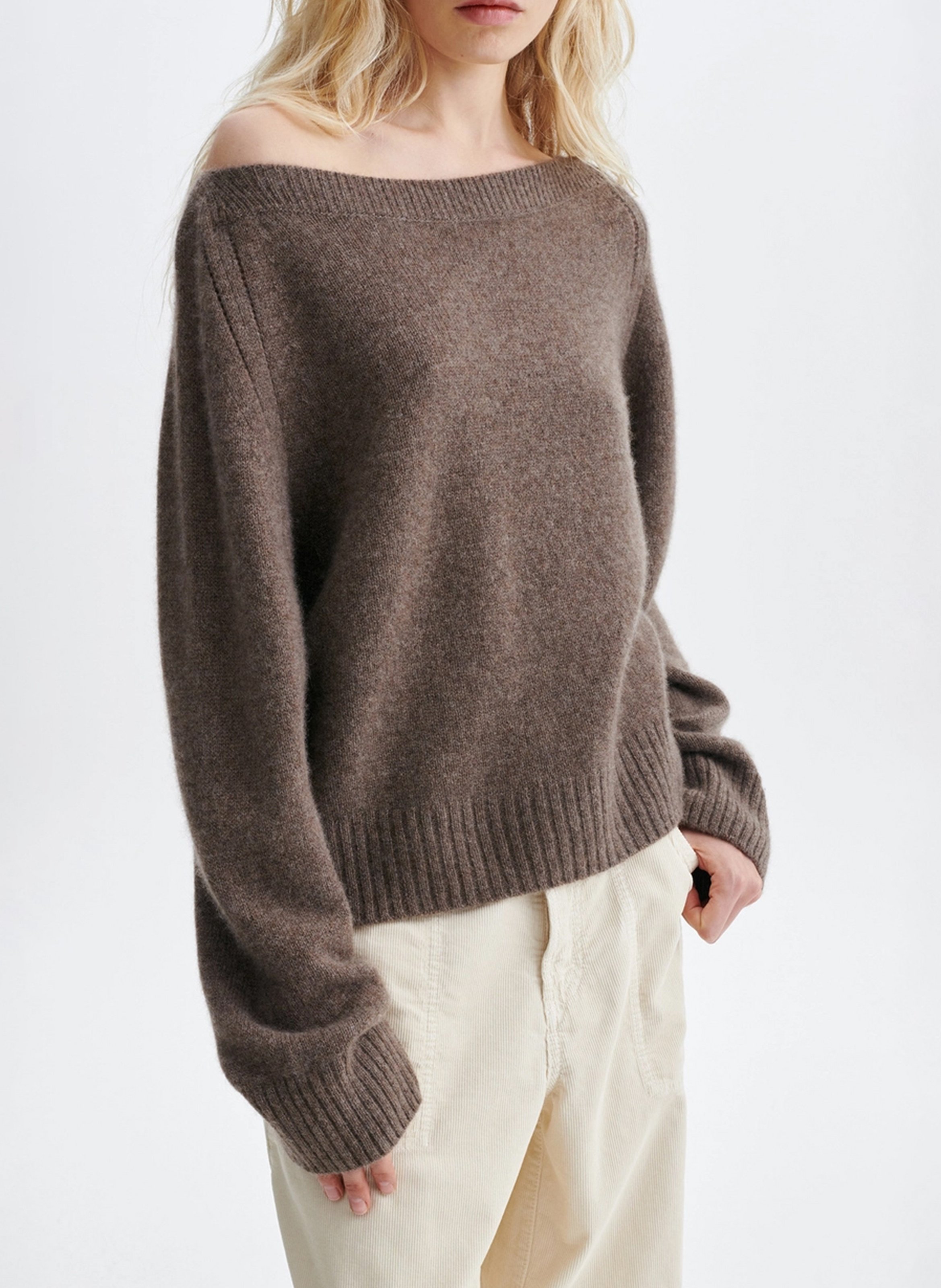 Loose-fit cashmere boat-neck sweater | Beige VANESSA BRUNO Women