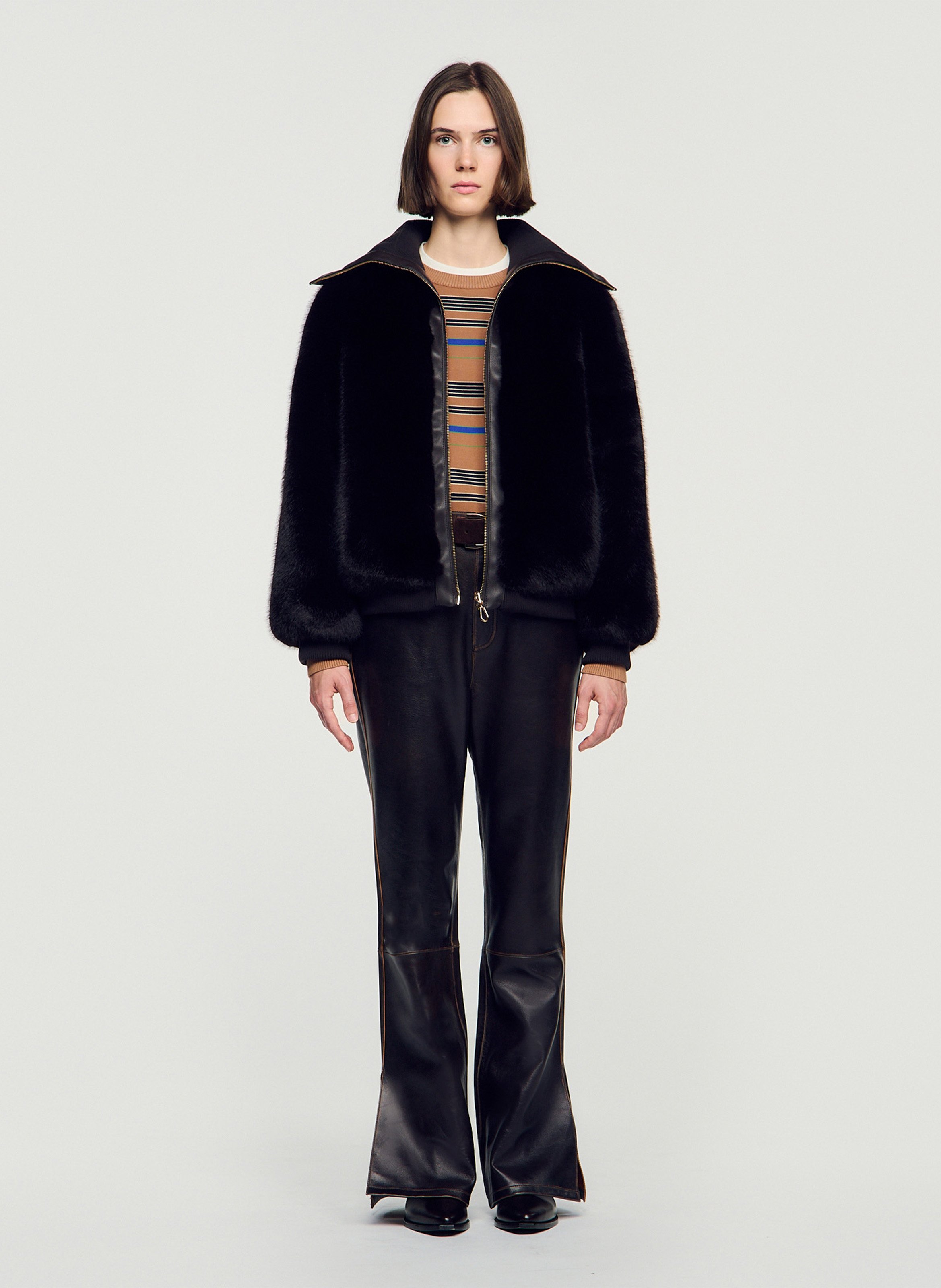 Veste oversize col montant SANDRO Marron