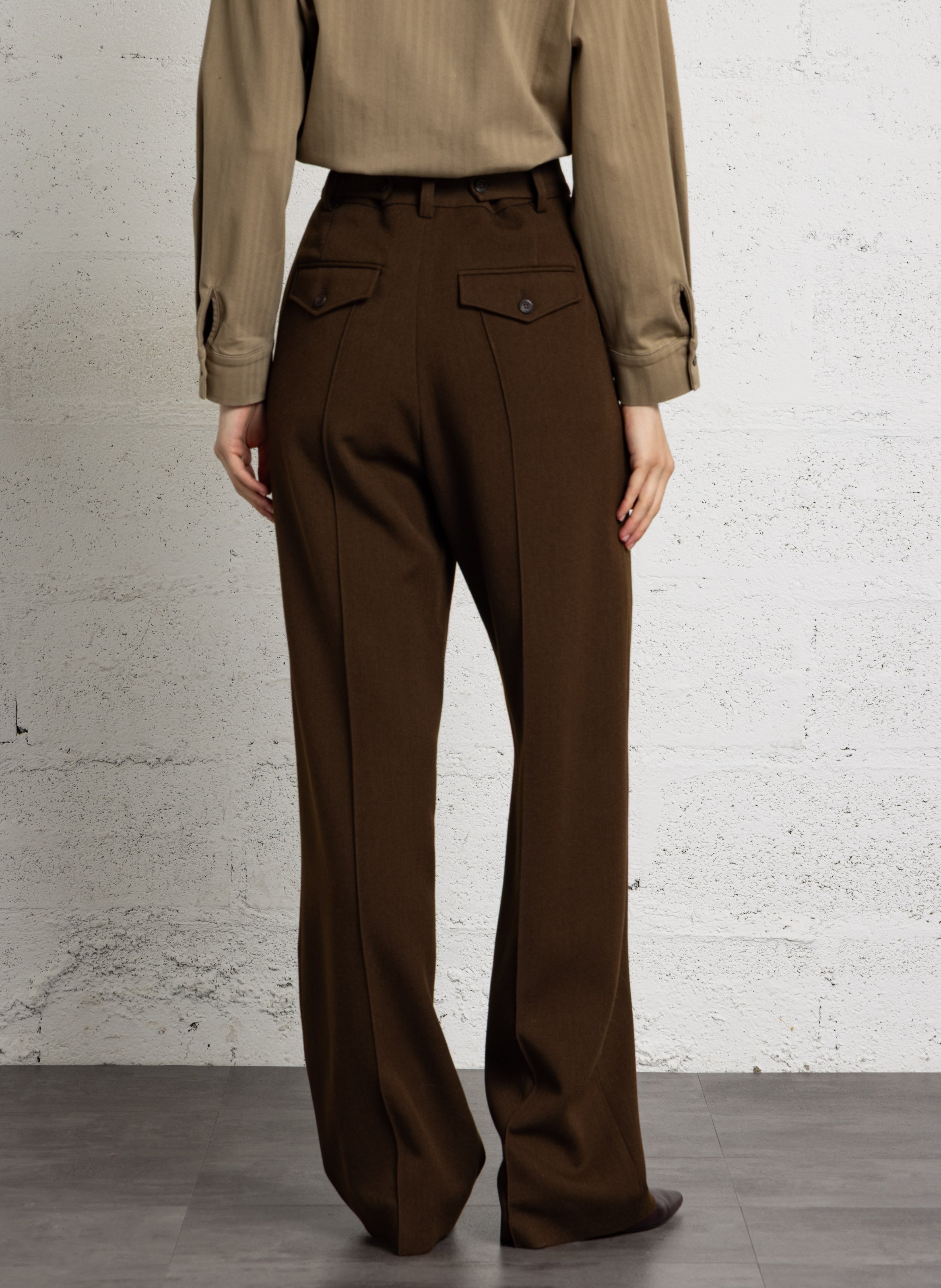 Gerade geschnittene Bundfaltenhose aus Wollmischung LAURENCE BRAS Braun