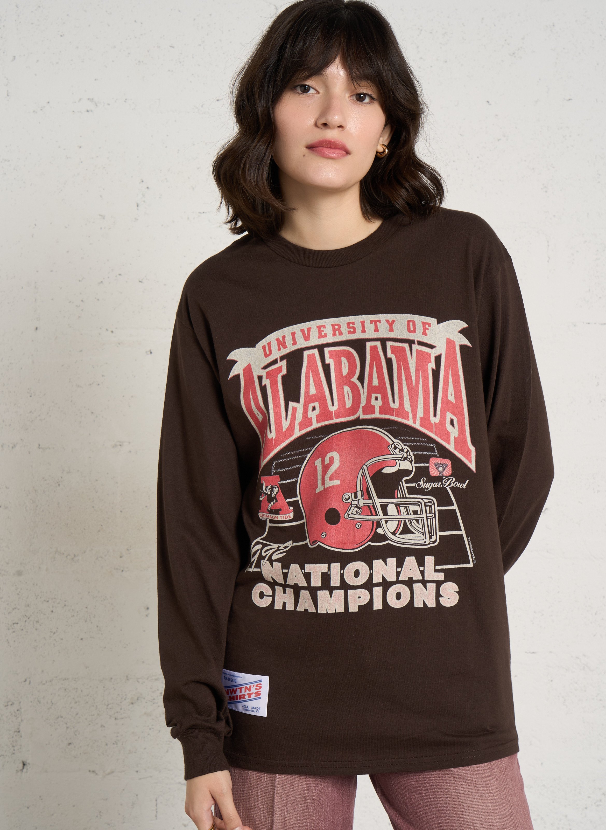 Tee-shirt droit sérigraphié en coton NEWTONE Marron