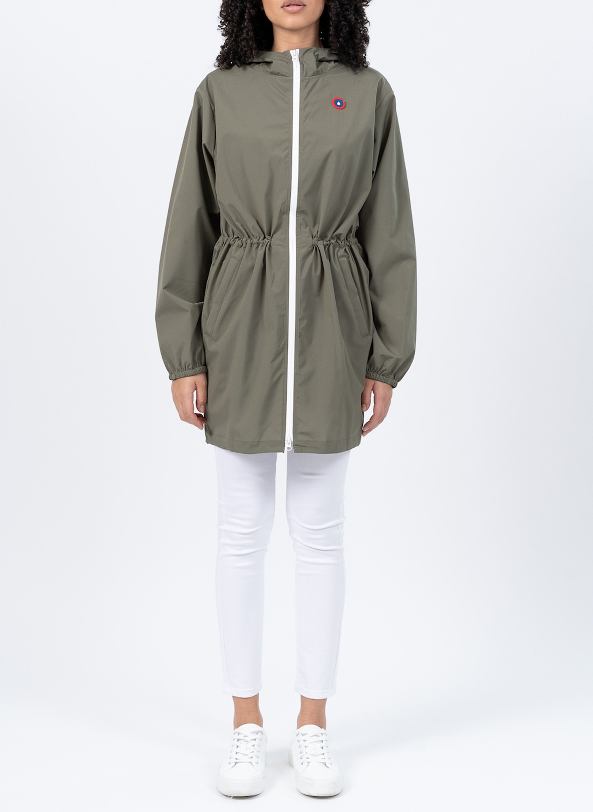 Long convertible hooded raincoat Khaki