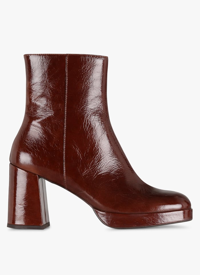 Heeled Shiny Leather Mid calf Boots Marron Jonak Women Place