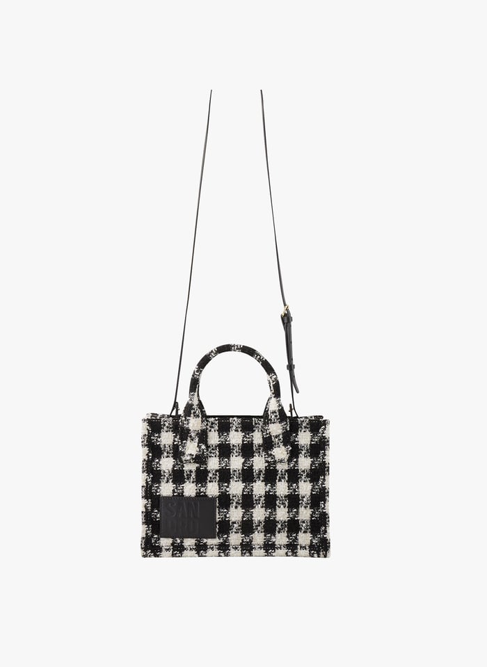 Tweed Mini Tote Bag Noir Ecru Sandro Women Place des Tendances