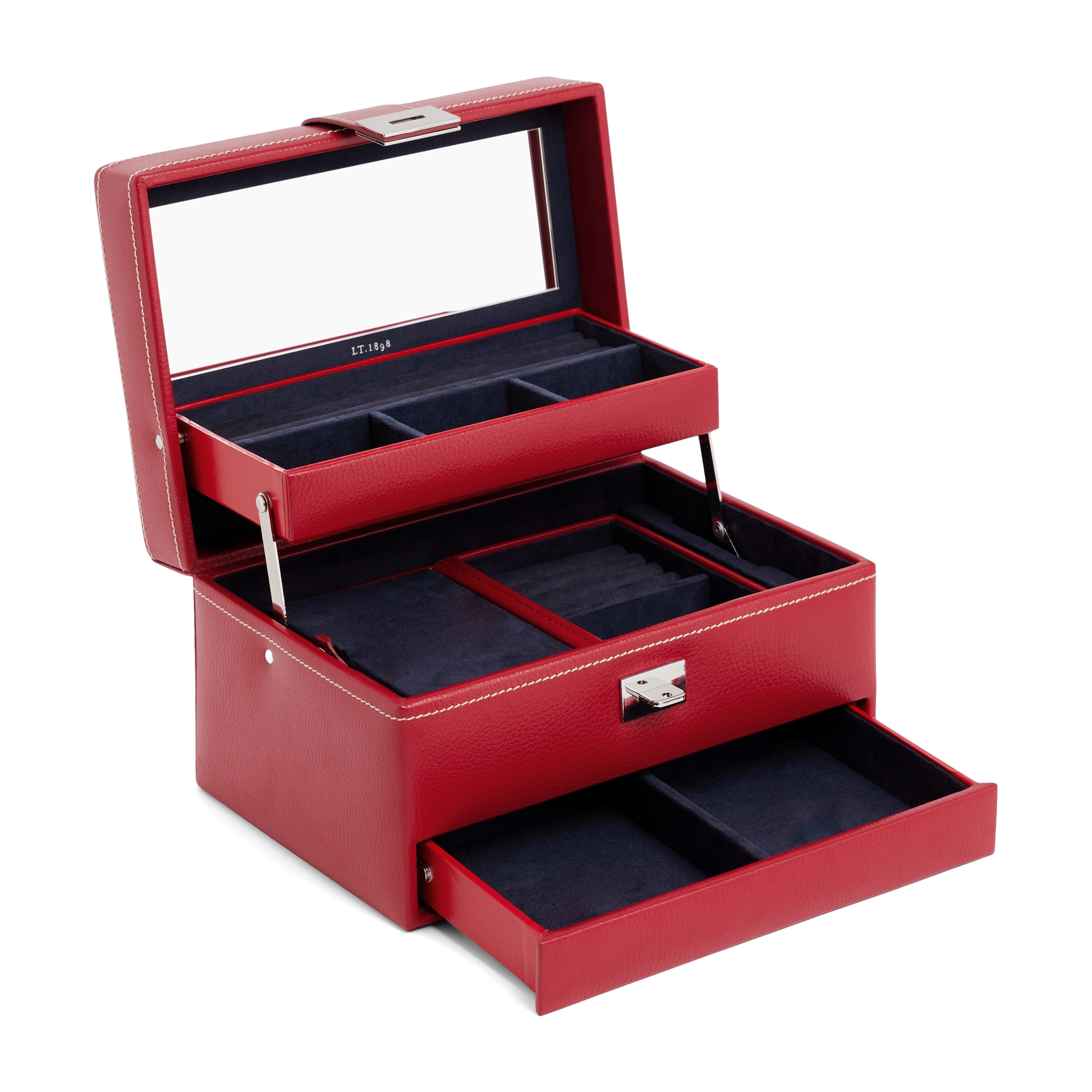 Boîte à bijoux moyen format en cuir LE TANNEUR Rouge