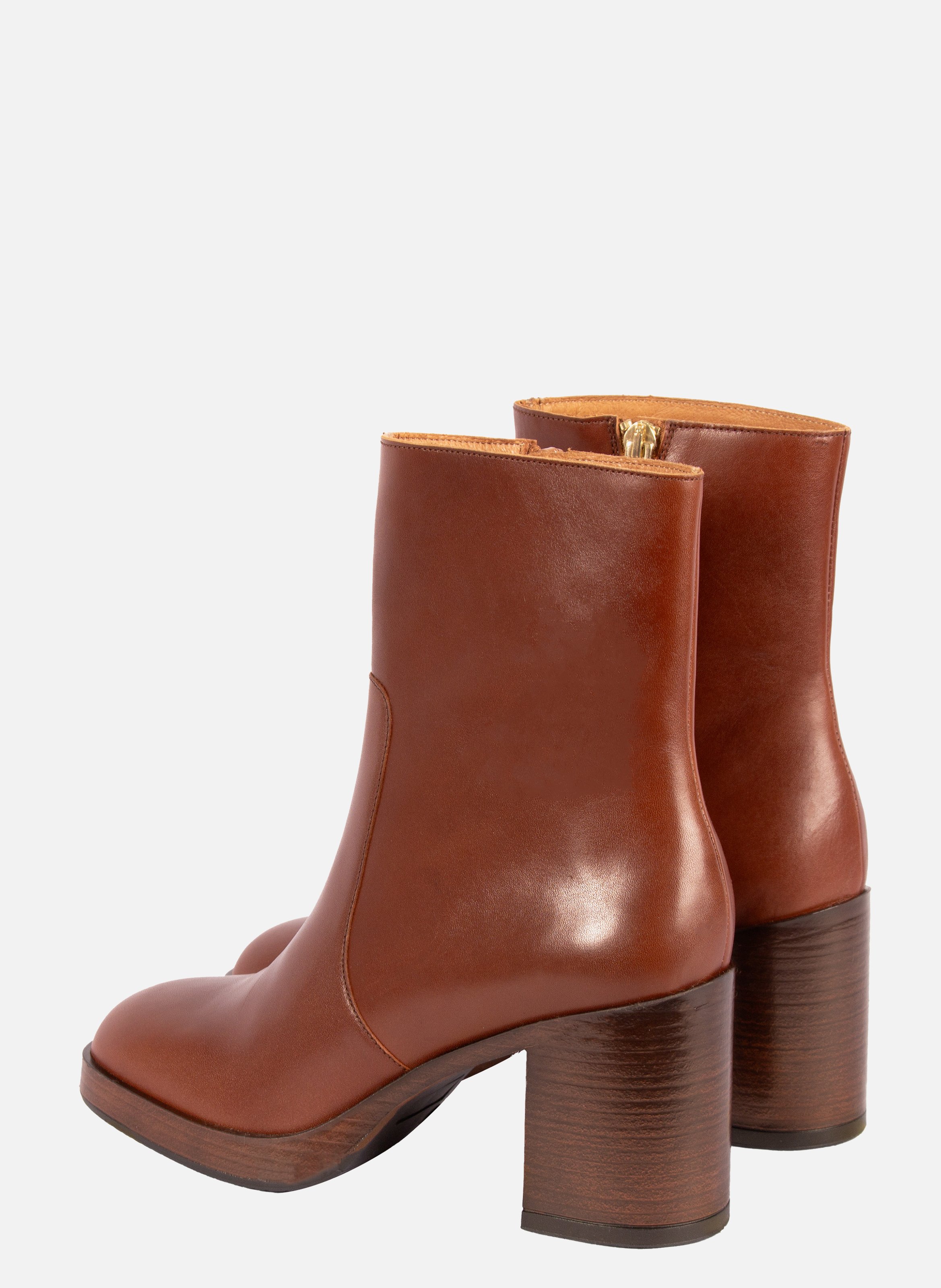 Platform leather ankle boots JULES & JENN Brown