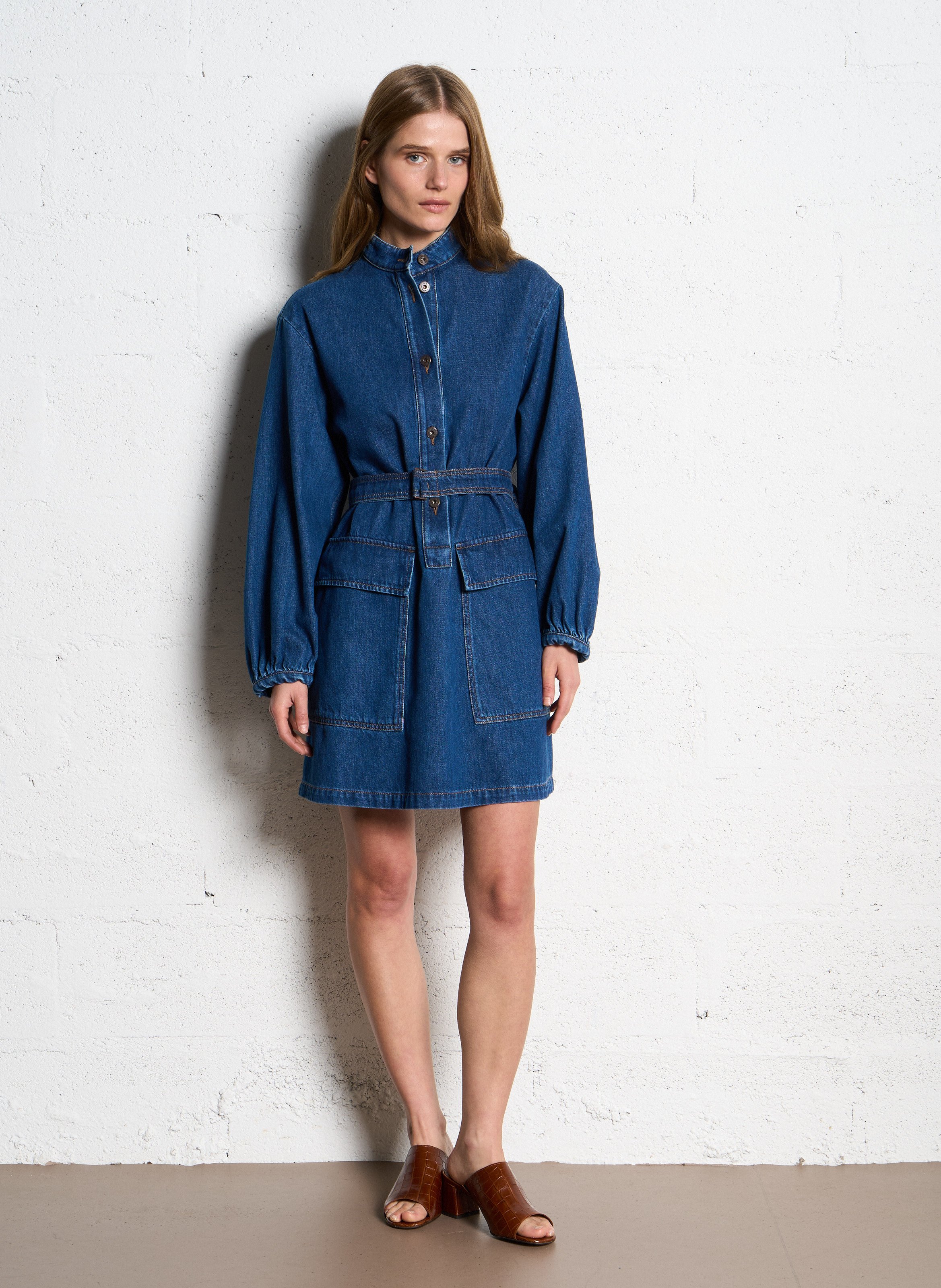 Robe courte col rond en jean MAX MARA WEEK END Bleu