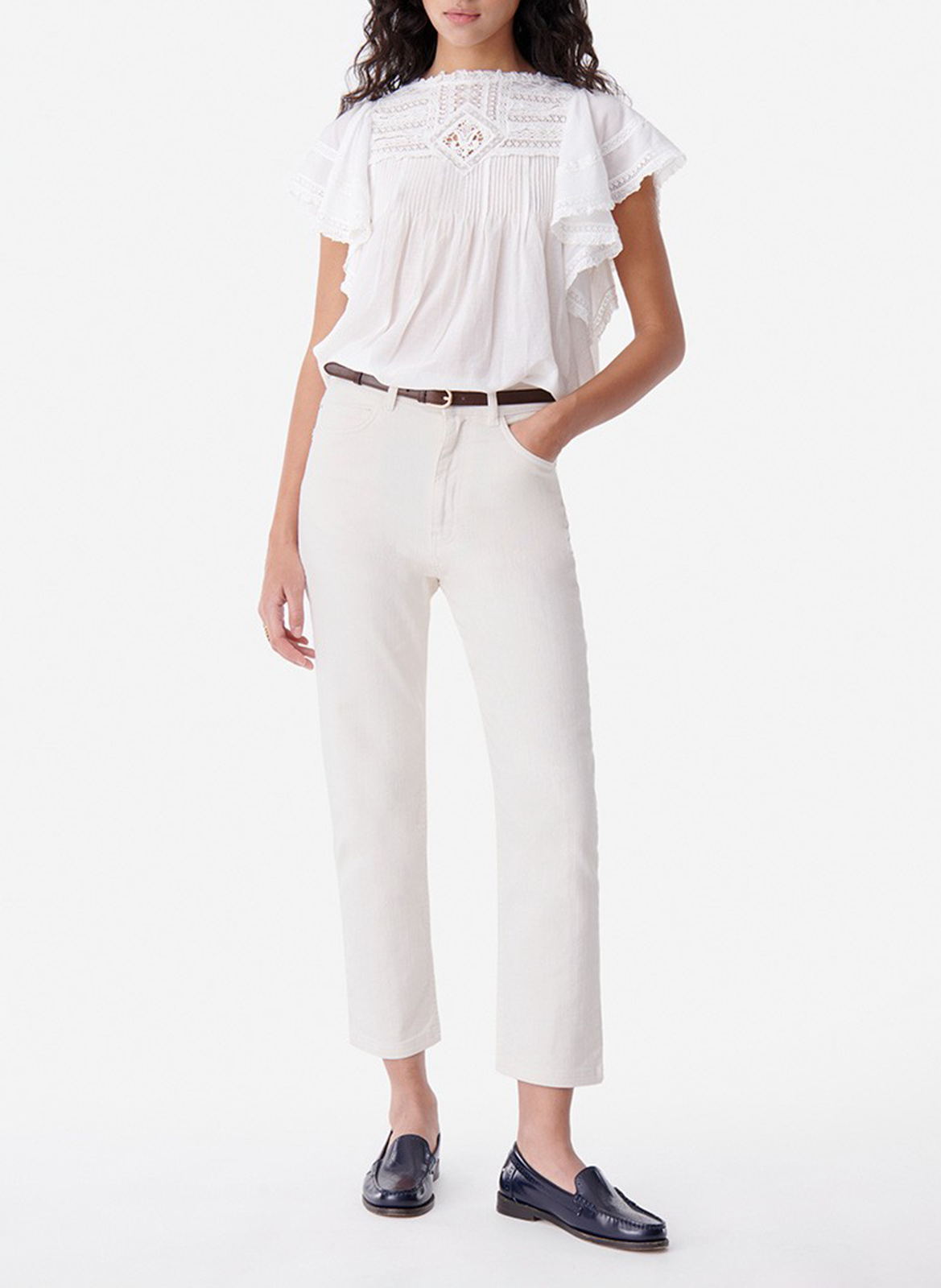 Gerade geschnittene Bluse aus Baumwoll-Mix VANESSA BRUNO Weiss