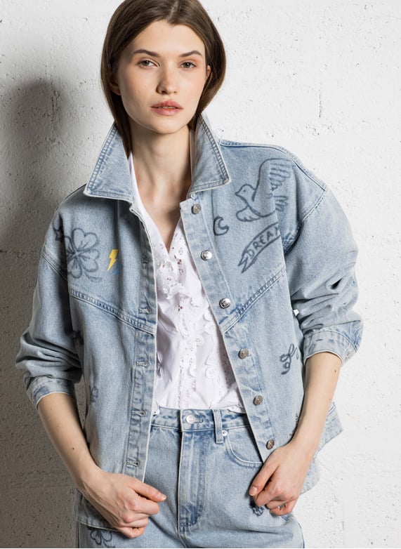 BERENICE Veste en jean à motifs | Bleu