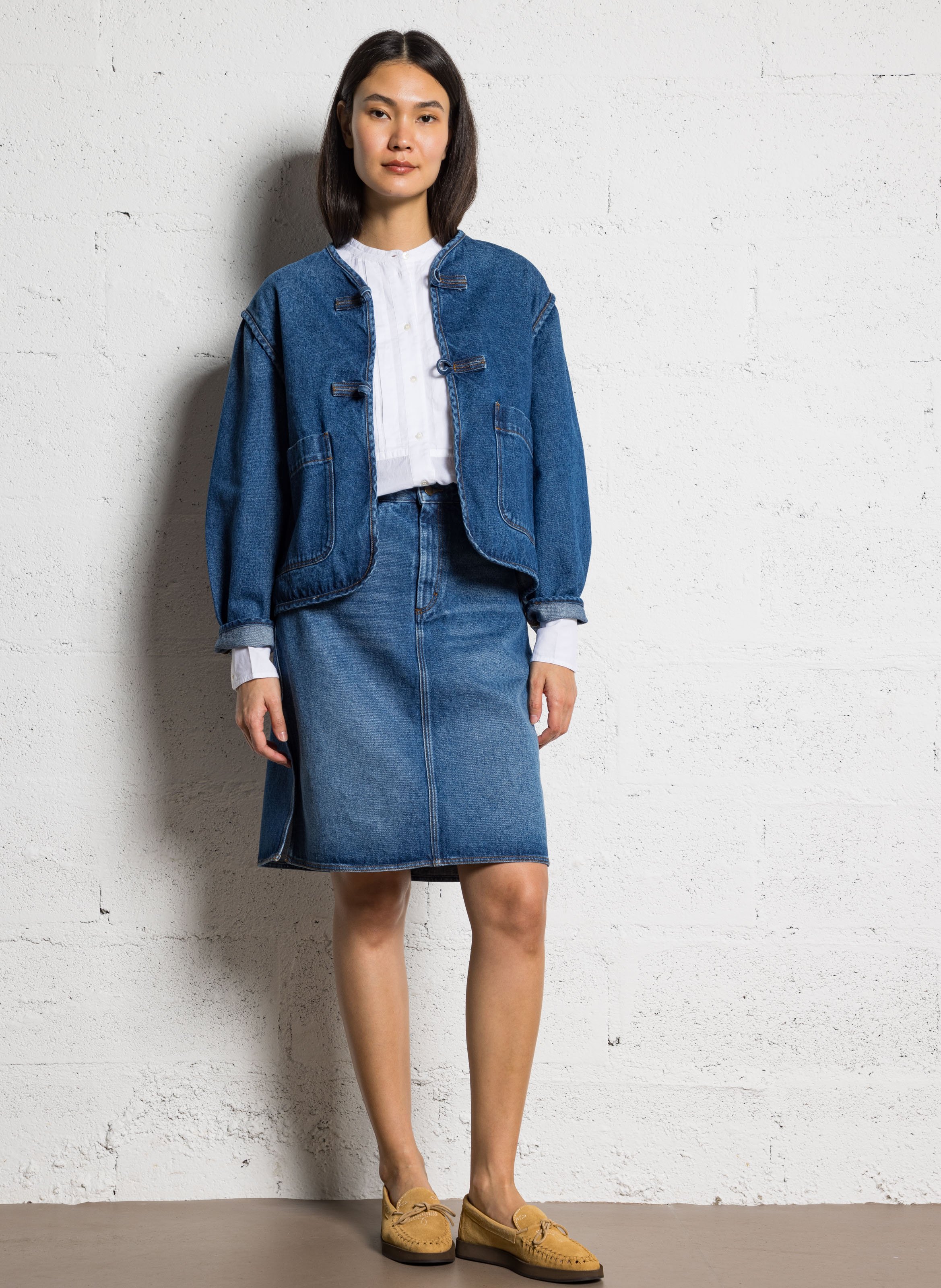 Veste droite en coton SOEUR Bleu