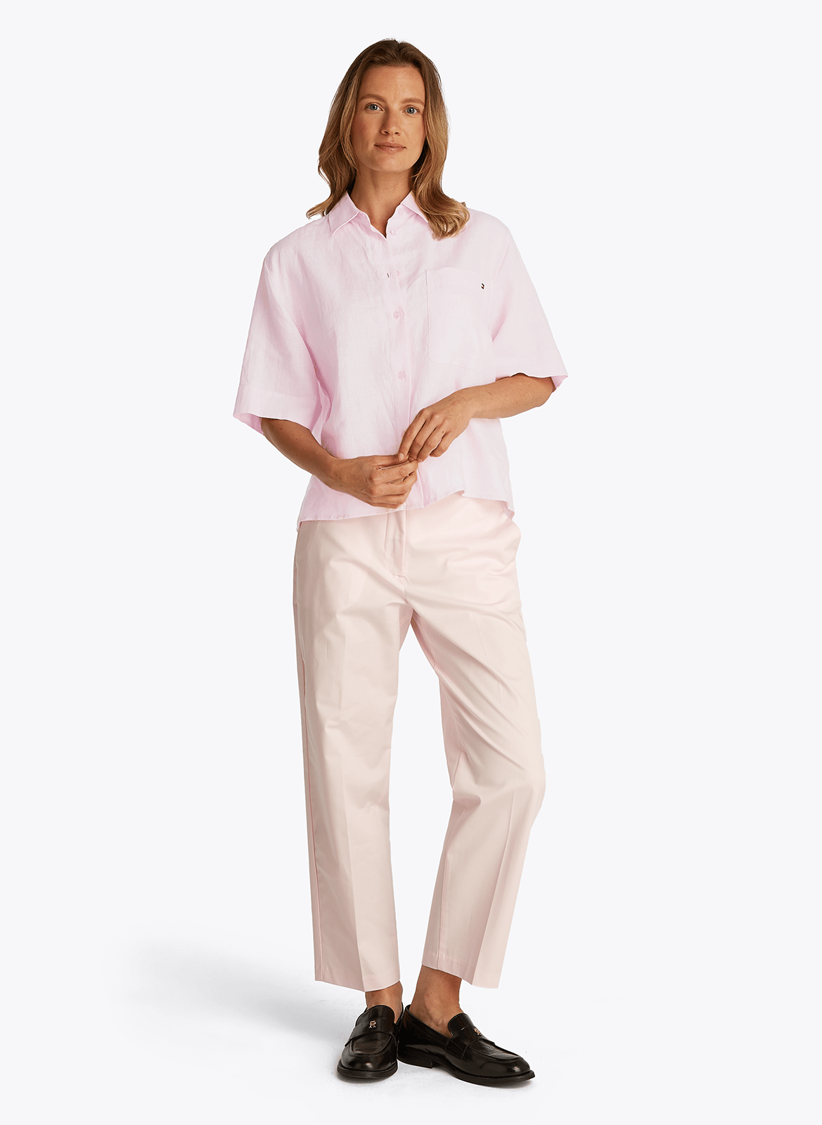 Straight-fit, linnen overhemd TOMMY HILFIGER Roze
