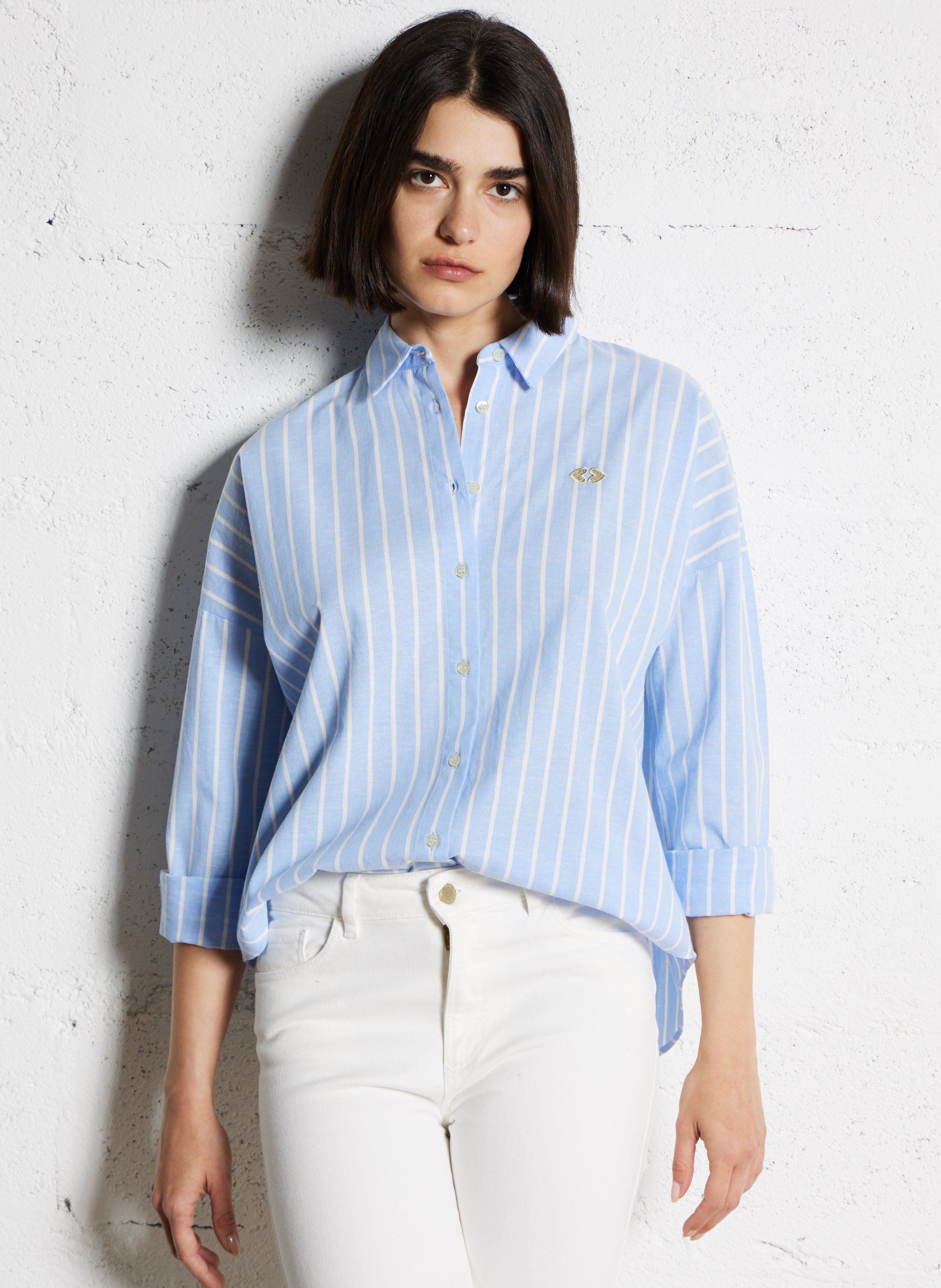 Oversize cotton-blend shirt I CODE Blue