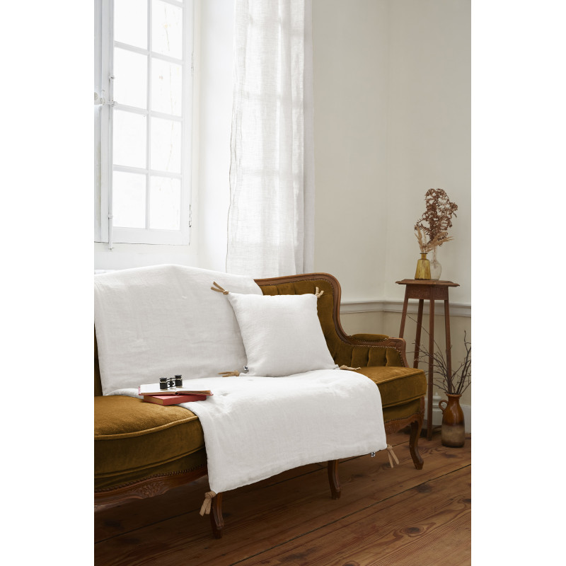 Cotton gauze bedspread or end-of-bed throw L'EFFET PAPILLON White