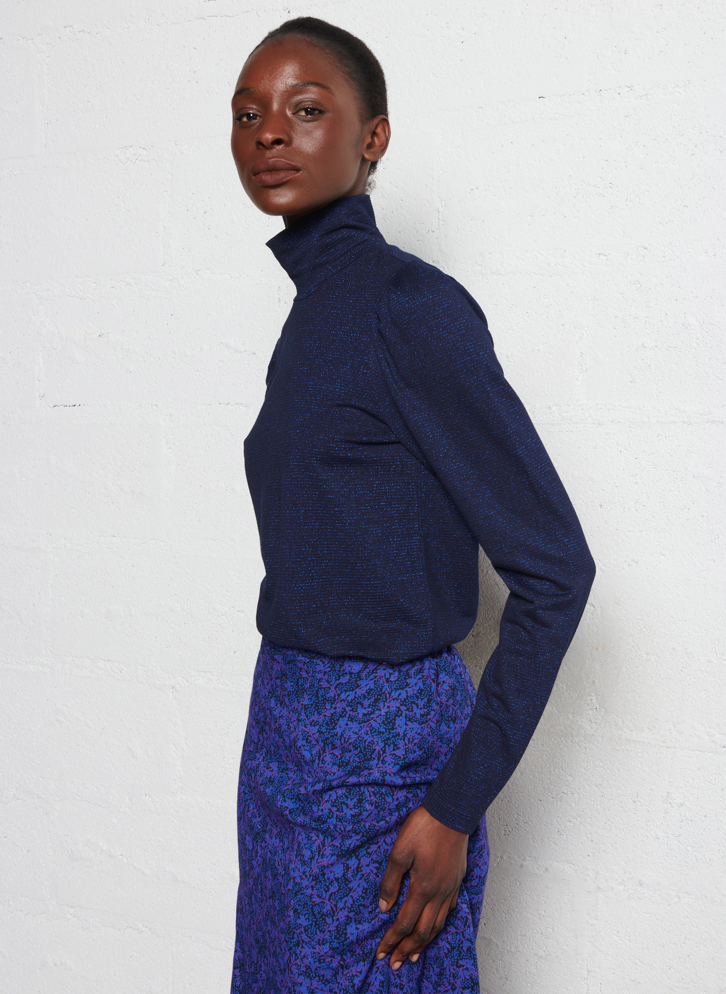 Tee-shirt col montant rayé ONE STEP Bleu