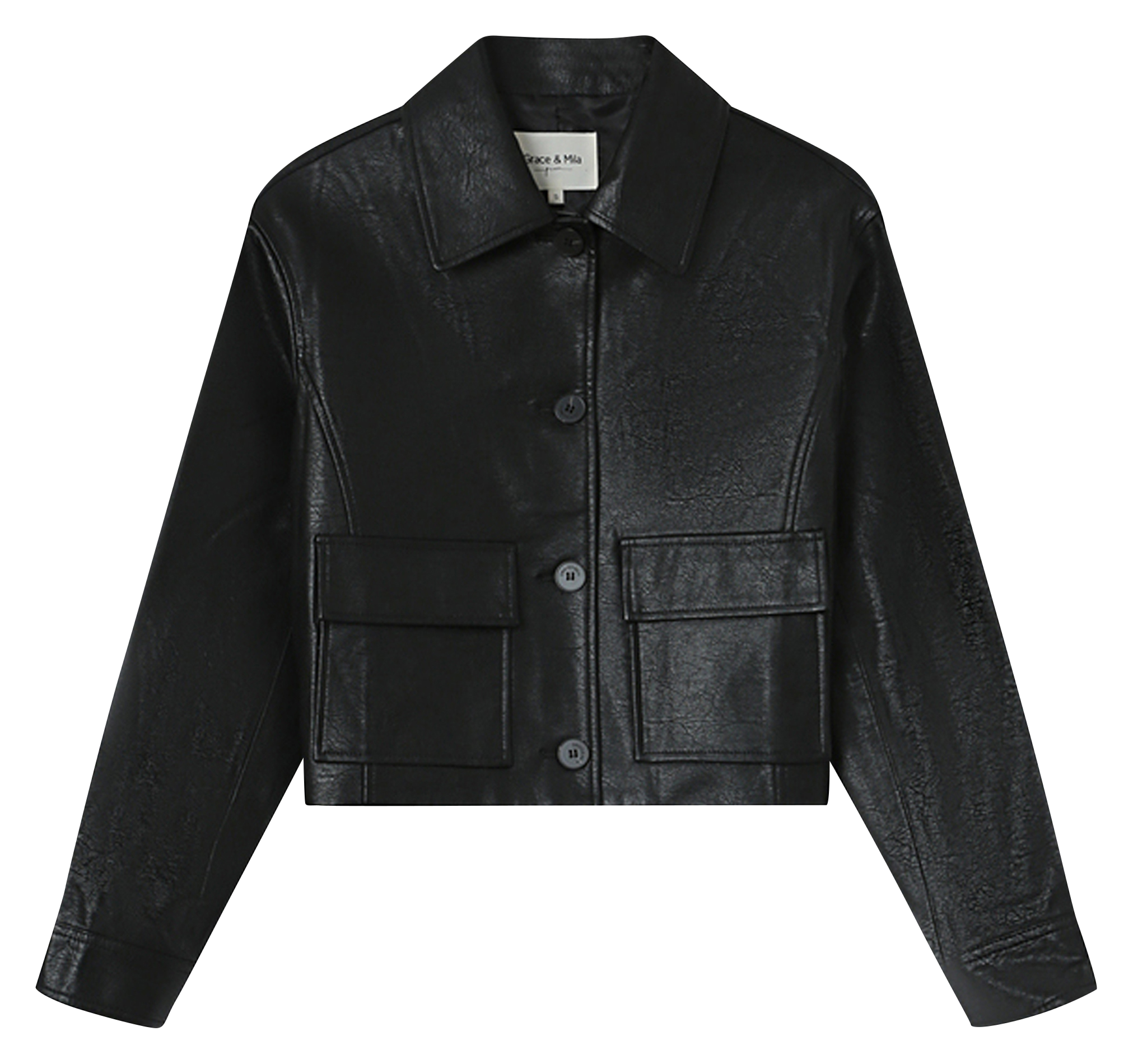 Straight-cut jacket with classic collar GRACE ET MILA Black