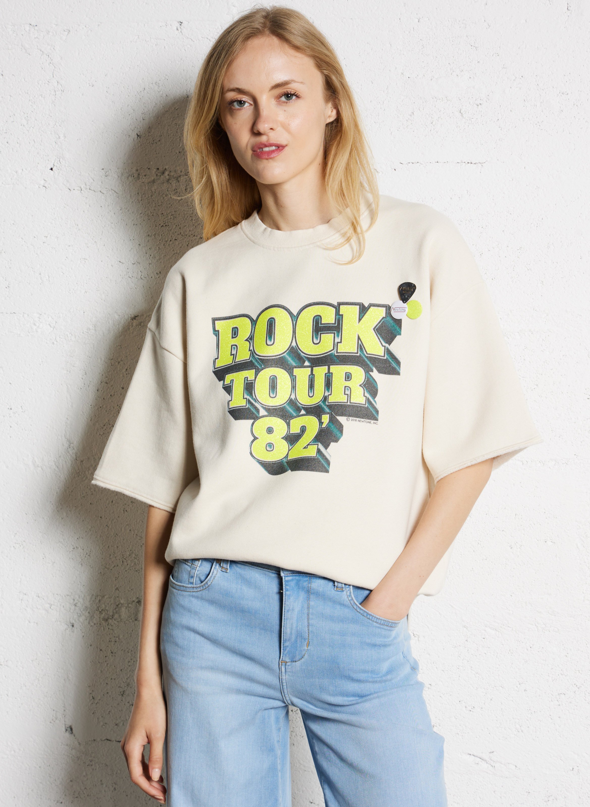 Sweat col rond en coton mélangé NEWTONE Beige