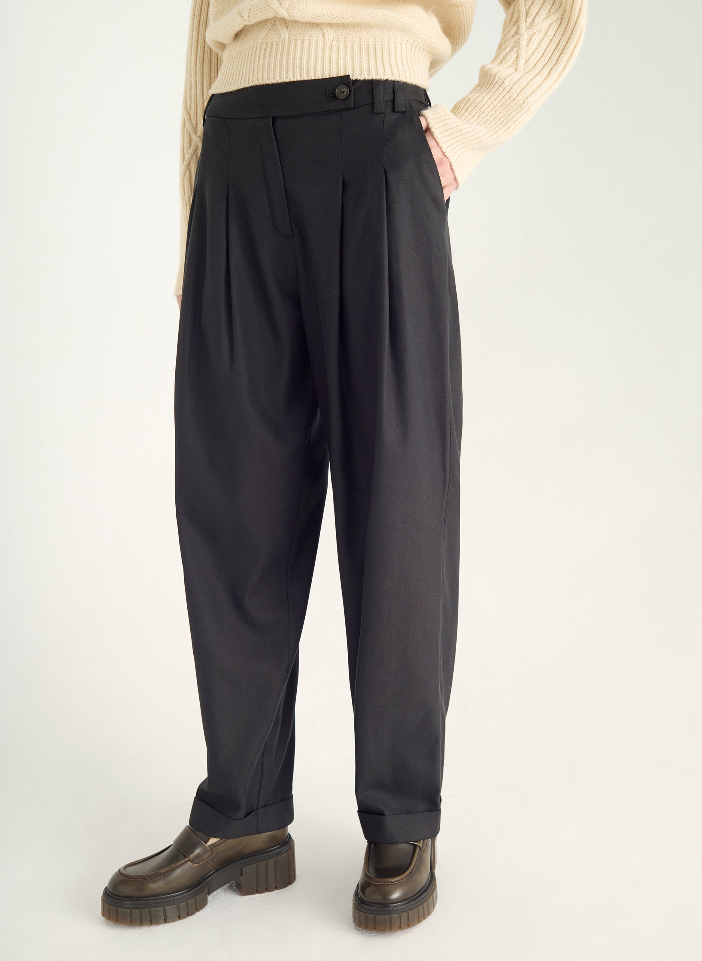 Hose, weit geschnitten - Mit Bundfalten ACOTE Schwarz