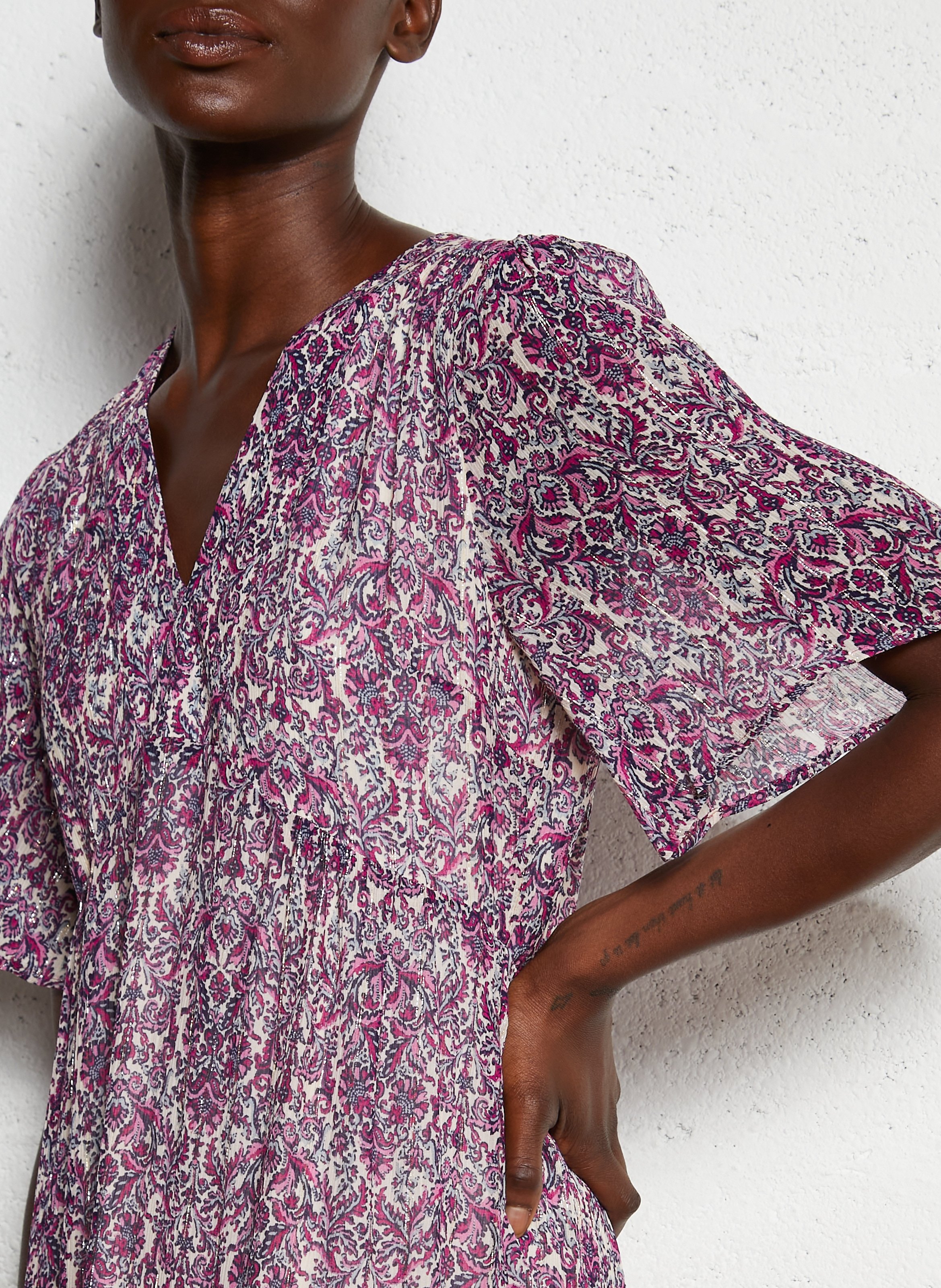 Robe longue cintrée col V MAISON 123 Violet