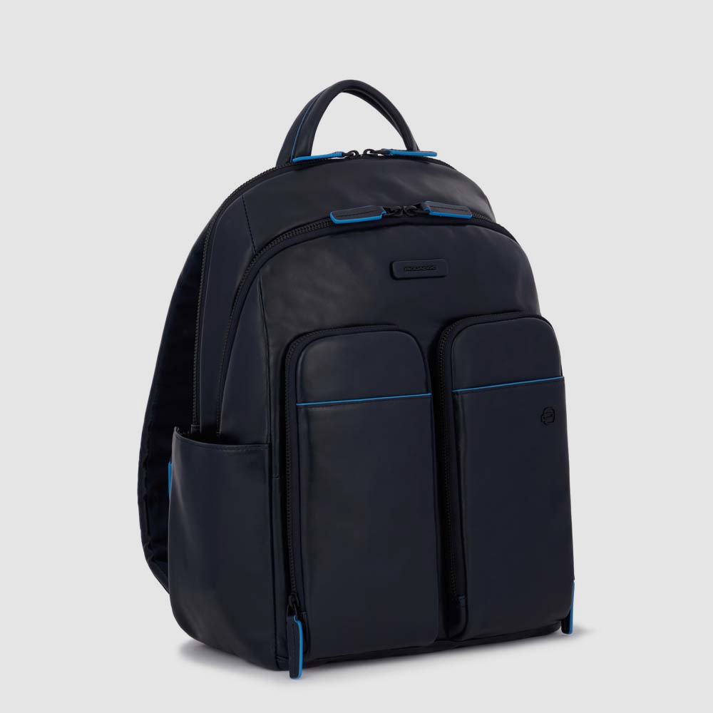 Leather backpack PIQUADRO Blue