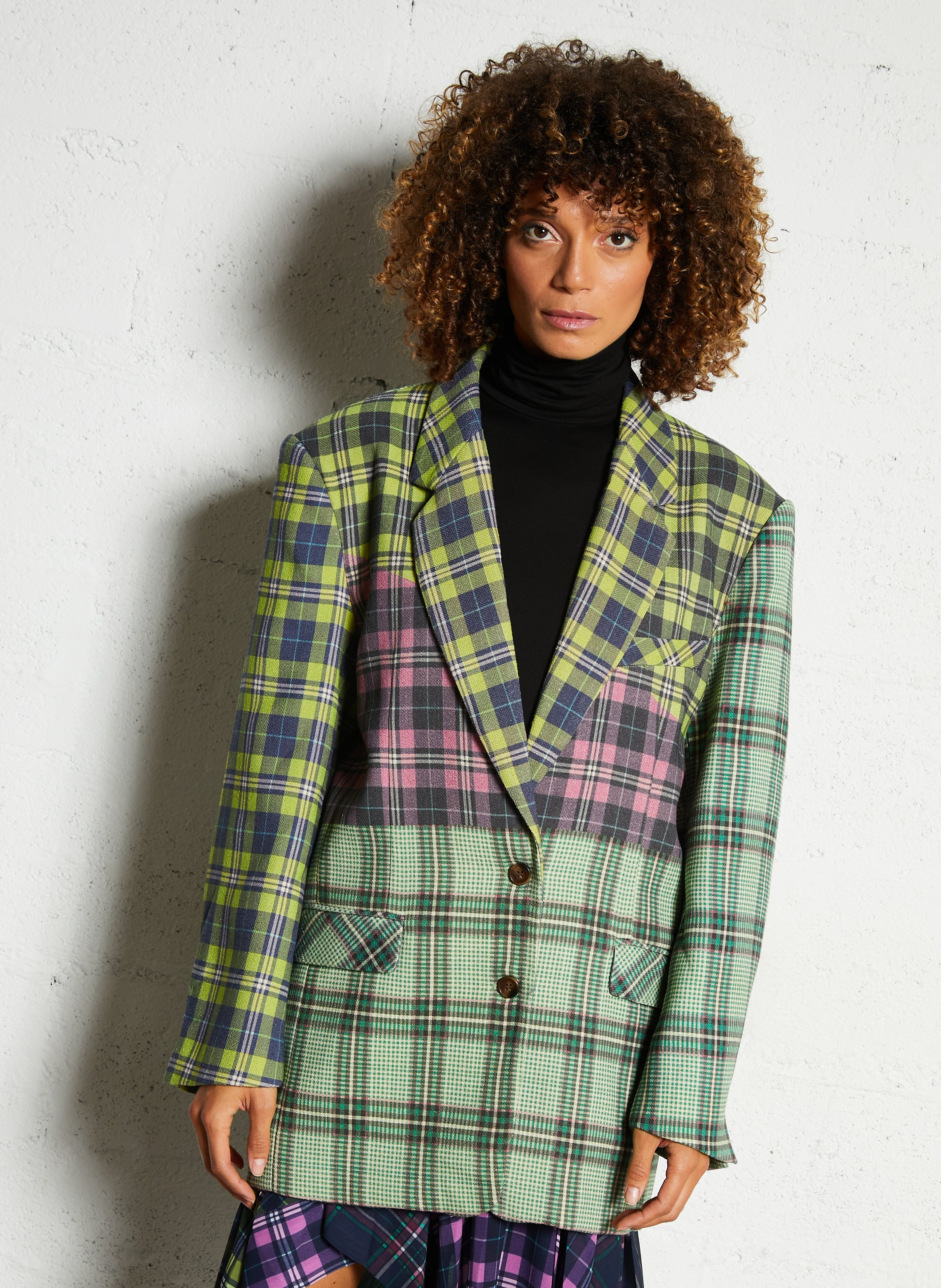Veste oversize col tailleur à carreaux MES DEMOISELLES Multicolore